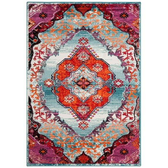SAFAVIEH Cherokee Thane Southwestern Area Rug, Light Blue/Fuchsia, 4' x 6'