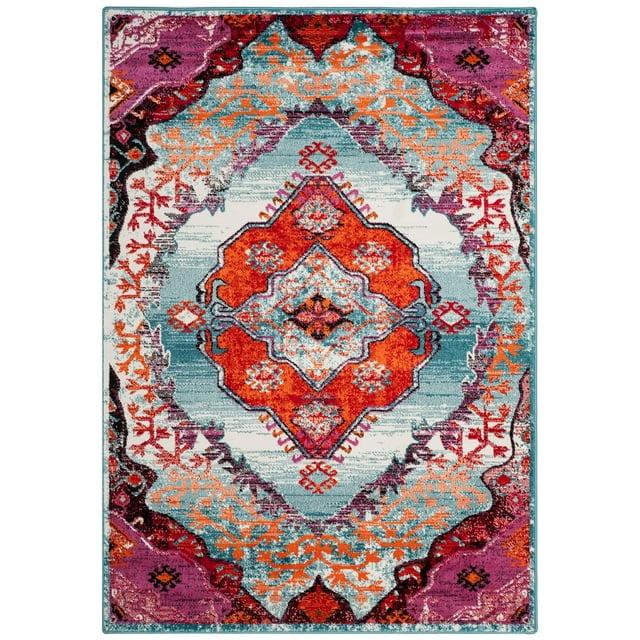 SAFAVIEH Cherokee Thane Southwestern Area Rug, Light Blue/Fuchsia, 4' x 6'
