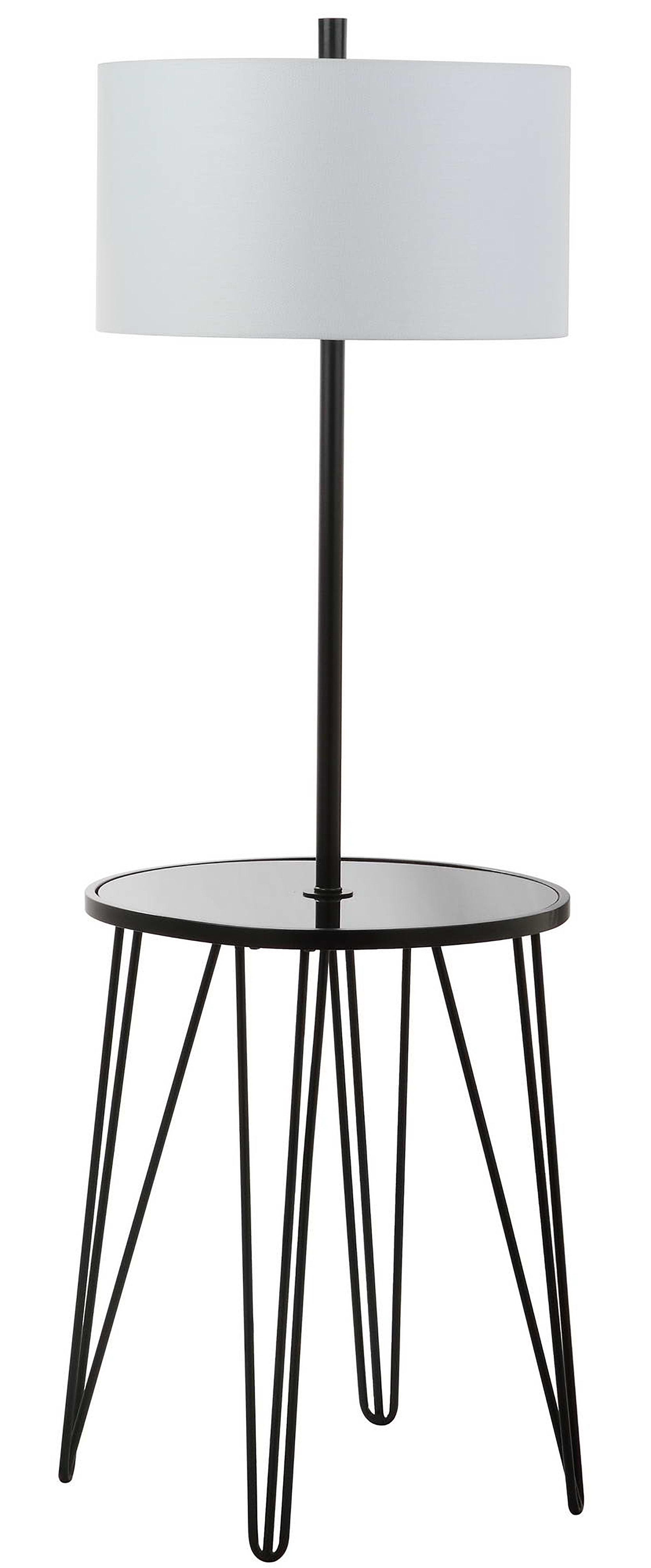 Ciro 58-Inch Black Metal and Glass Floor Lamp Table