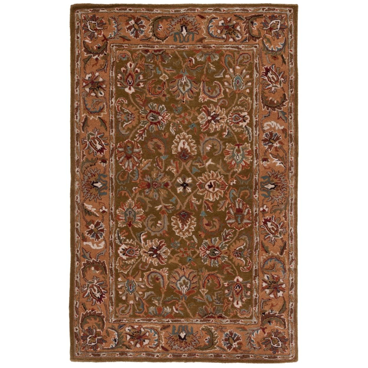 SAFAVIEH Classic Gloria Traditional Wool Area Rug, Olive/Camel, 4' x 6'