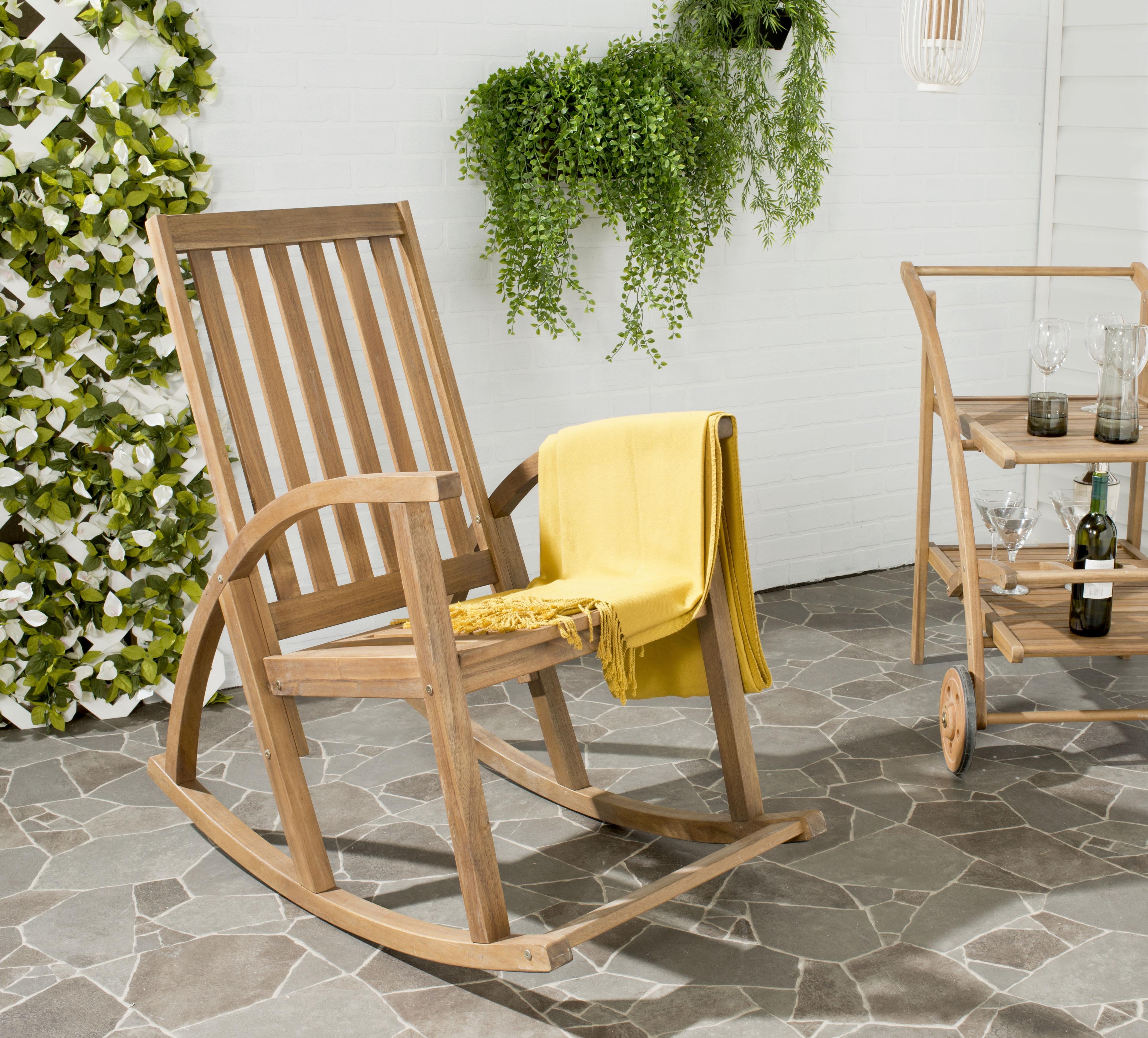 Contemporary Bentwood Acacia Rocking Chair in Brown