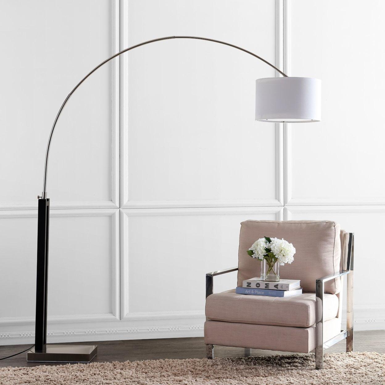 Elegant 83" Black and Silver Modern Arc Floor Lamp