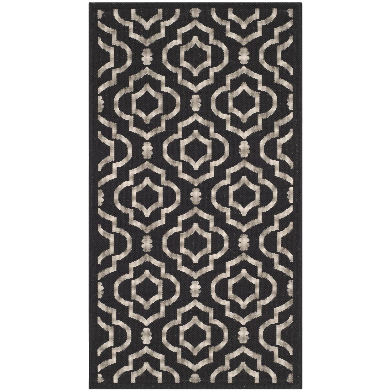 Safavieh Courtyard Alexa Geometric Indoor/Outdoor Area Rug, 2'7" x 5', Black/Beige