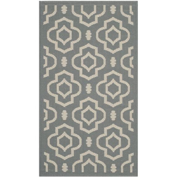 Courtyard CY6926 Power Loomed Indoor and Outdoor Accent Rug - Anthracite/Beige - 2'x3'7" - Safavieh