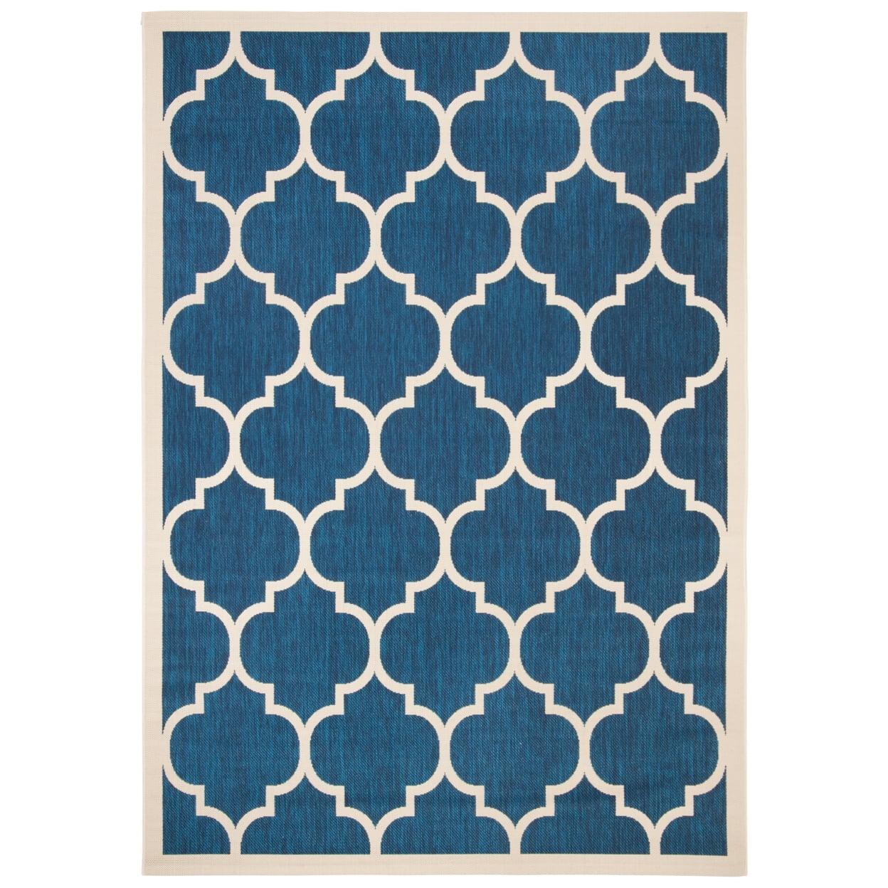 Elegant Navy Blue 6'7" x 9'6" Synthetic Indoor/Outdoor Area Rug