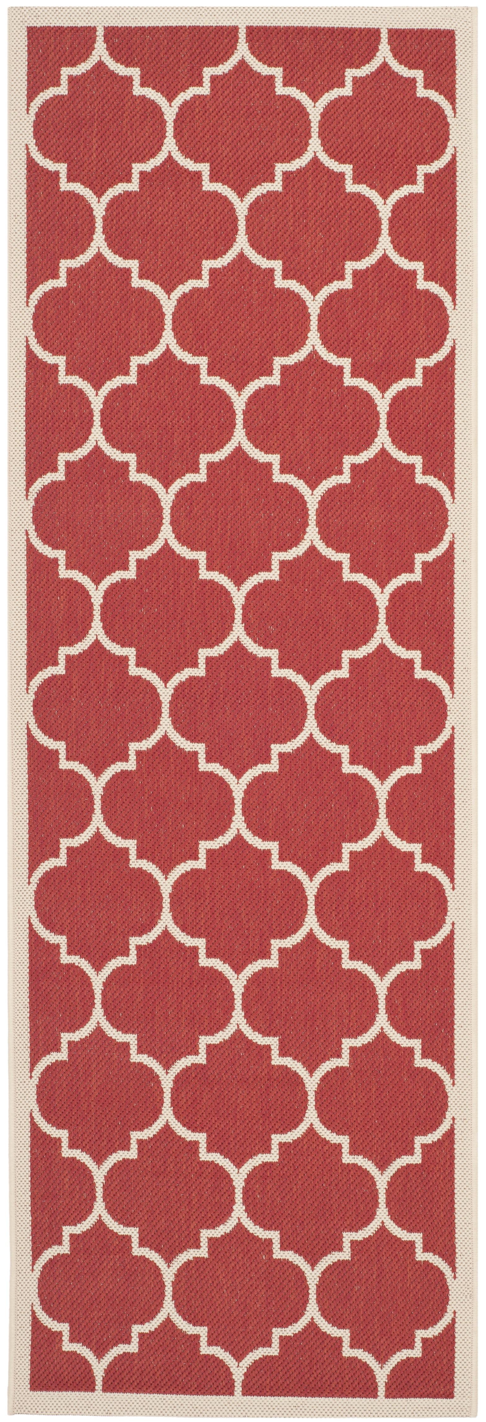Courtyard CY6914 Power Loomed Indoor/Outdoor Runner Rug - Red/Bone - 2'3"x6'7" - Safavieh.