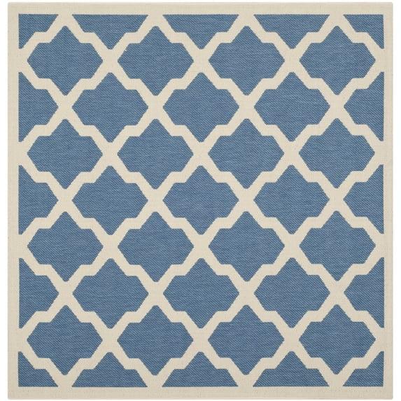 Safavieh Courtyard Amber Quatrefoil Indoor/Outdoor Area Rug, 4' x 4' Square, Blue/Beige