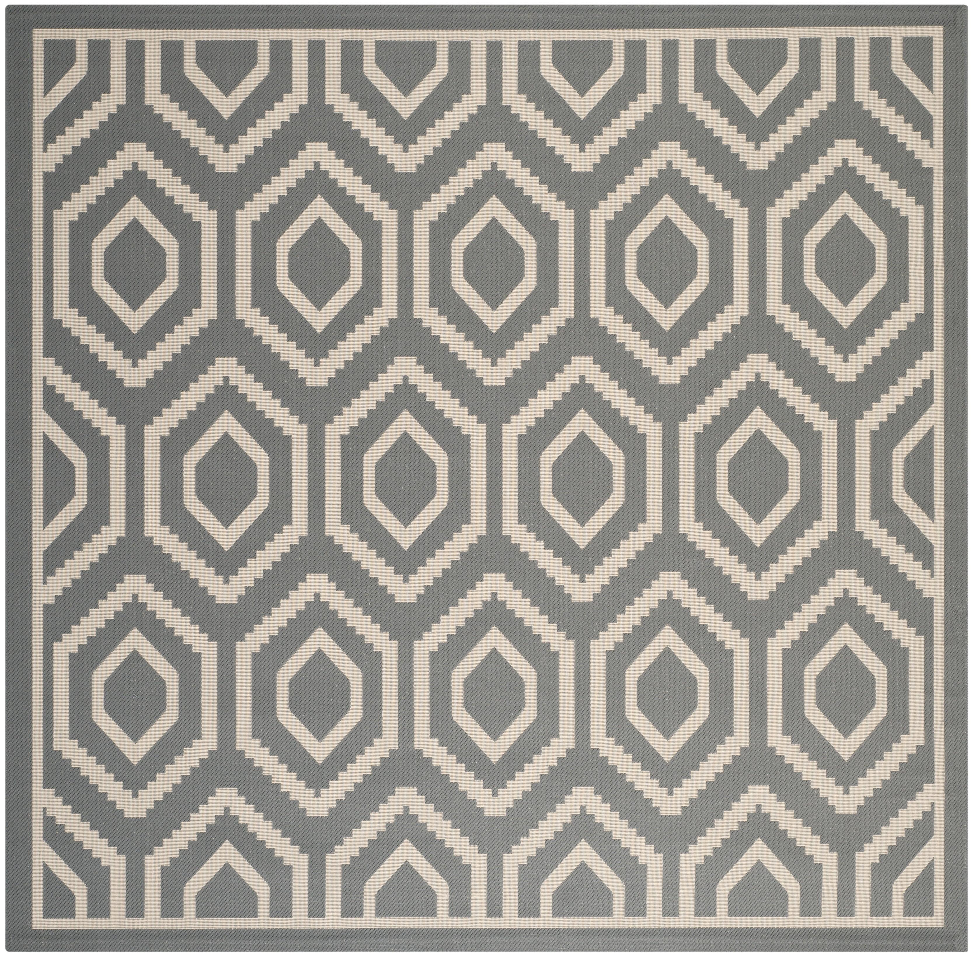 Anthracite Beige 95" Square Synthetic Indoor/Outdoor Easy-Care Rug