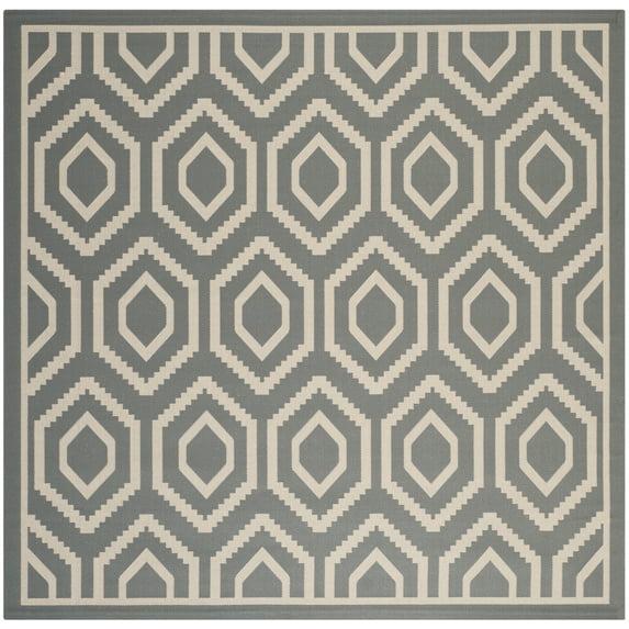 Courtyard CY6902 Power Loomed Indoor and Outdoor Area Rug - Anthracite/Beige - 7'10"x7'10" - Safavieh