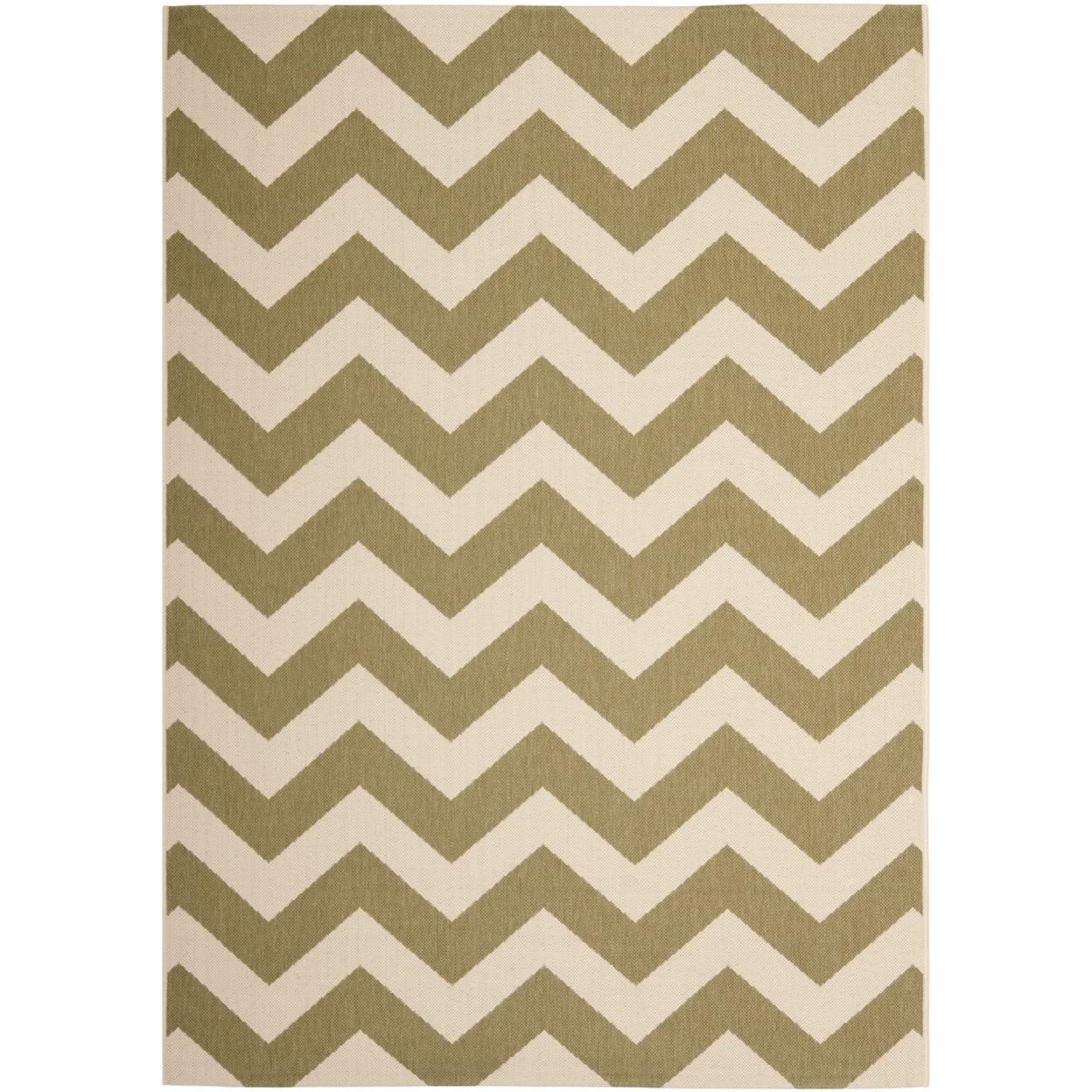 Safavieh Courtyard Bailey Chevron Indoor/Outdoor Area Rug, 5'3" x 7'7", Green/Beige