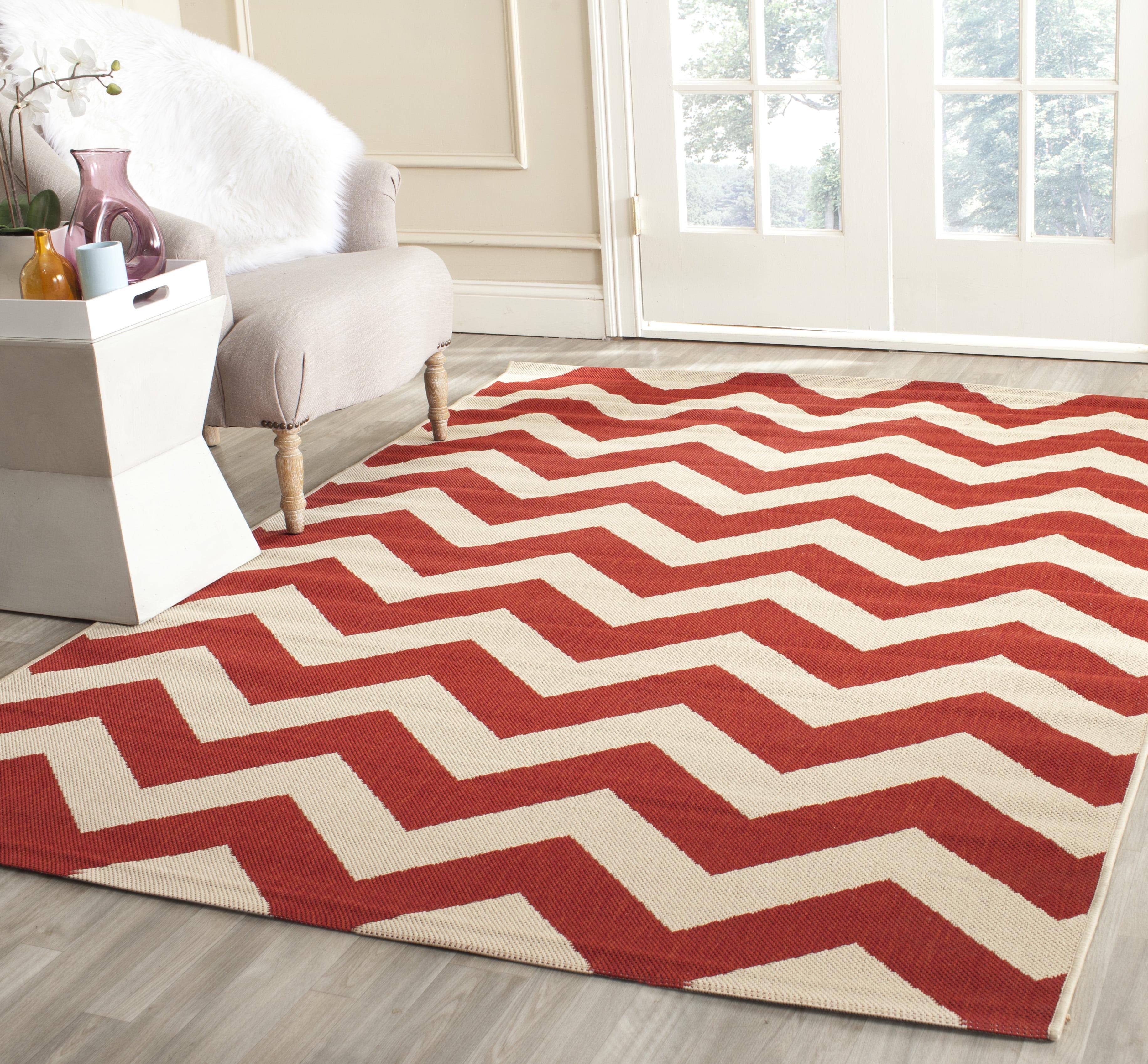 Safavieh Courtyard Bailey Chevron Indoor/Outdoor Area Rug, 5'3" x 7'7", Red