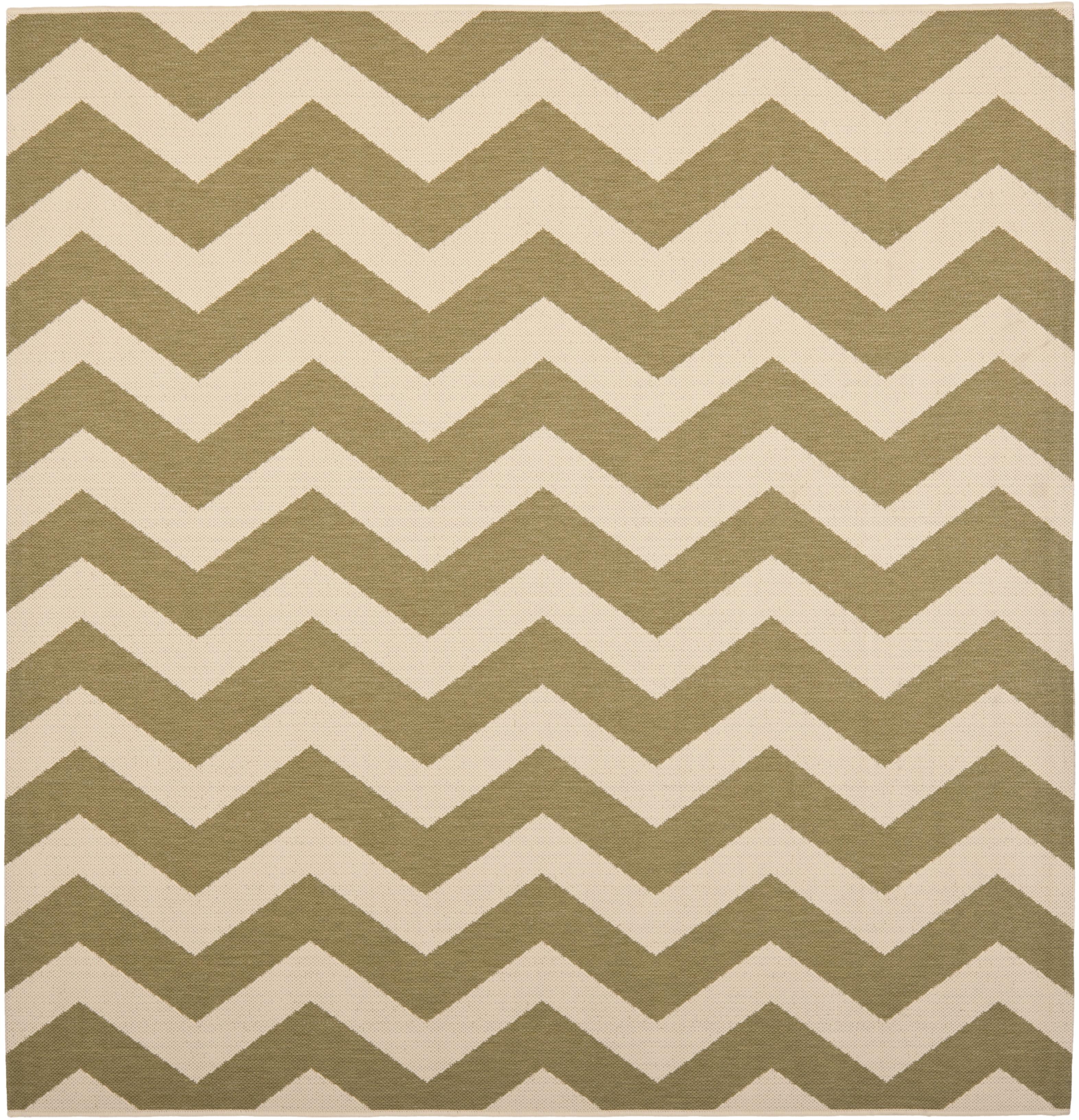 Safavieh Courtyard Bailey Chevron Indoor/Outdoor Area Rug, 6'7" x 6'7" Square, Green/Beige