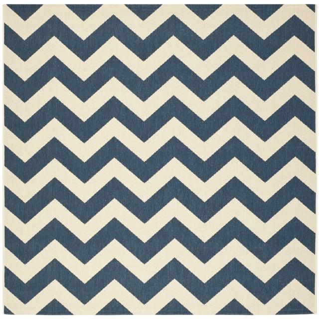 Courtyard CY6244 Power Loomed Indoor and Outdoor Area Rug - Navy/Beige - 6'7"x6'7" - Safavieh