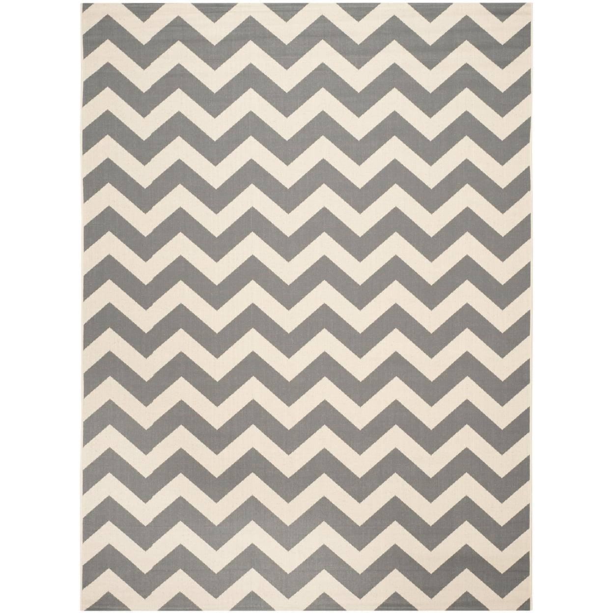 Gray and Beige Chevron Indoor/Outdoor Area Rug 8' x 11'