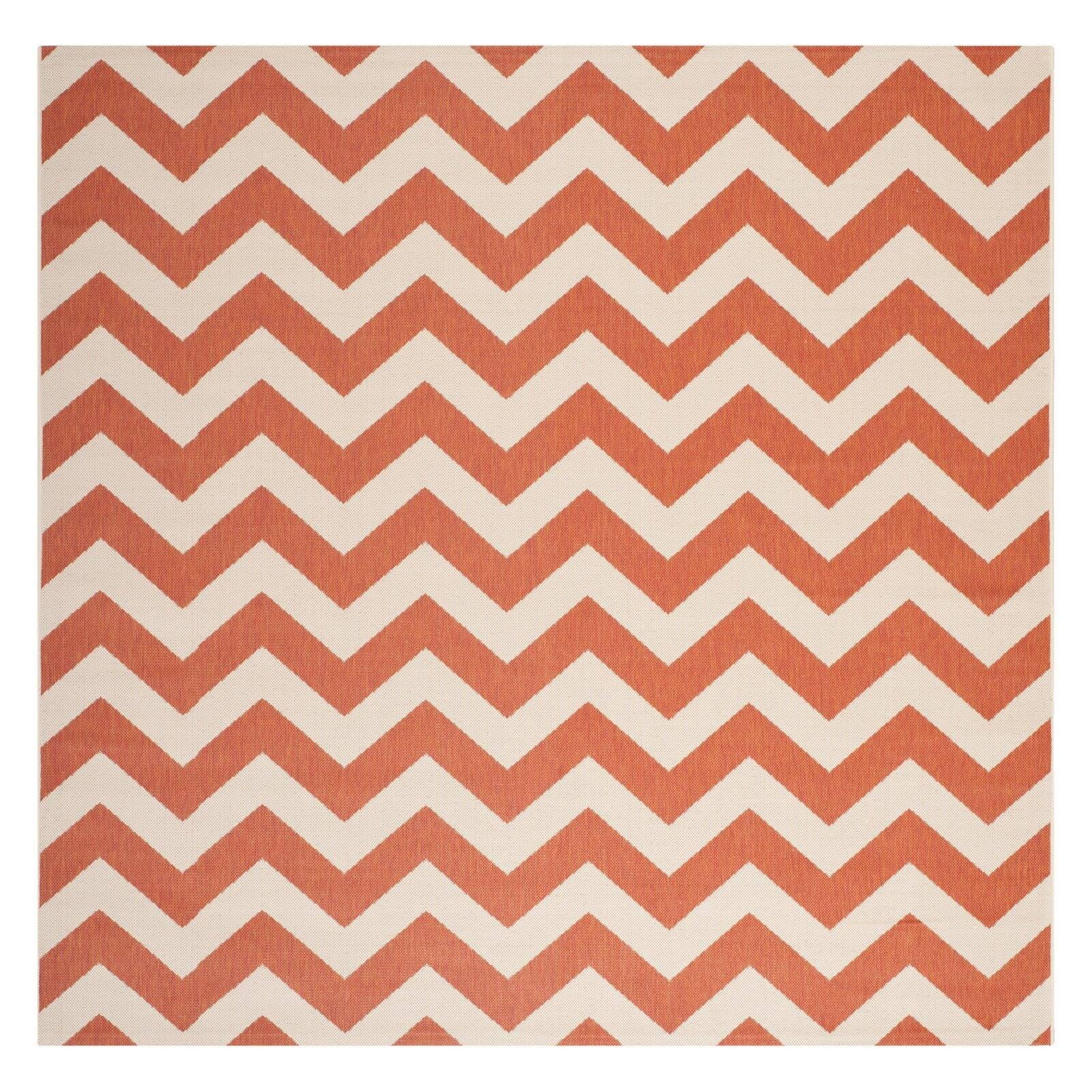 Terracotta and Beige Synthetic 2'3" x 8' Easy-Care Runner Rug