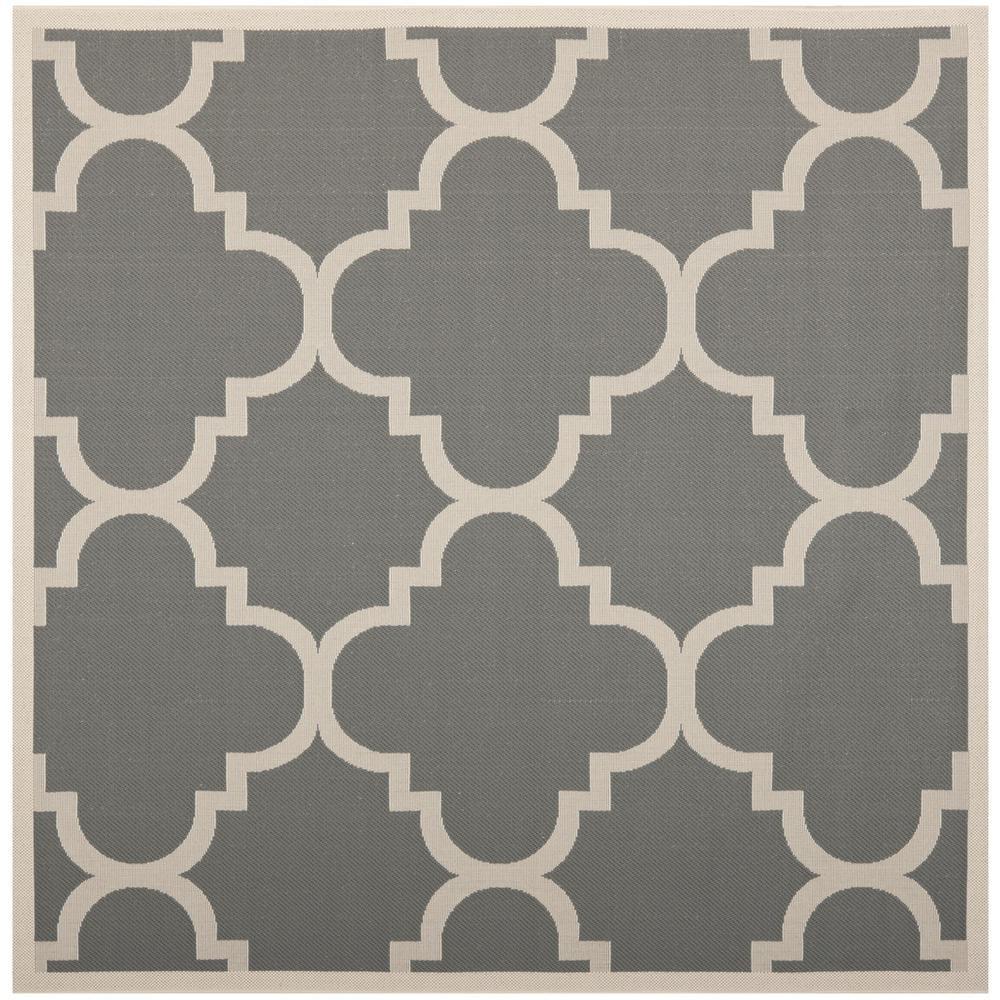 Courtyard CY6243 Power Loomed Indoor and Outdoor Area Rug - Grey/Beige - 4'x4' - Safavieh