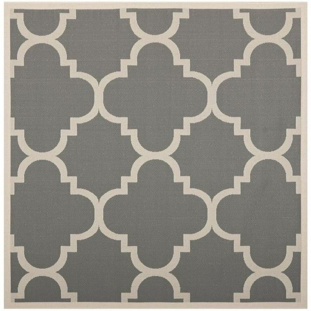 Courtyard CY6243 Power Loomed Indoor and Outdoor Area Rug - Grey/Beige - 4'x4' - Safavieh