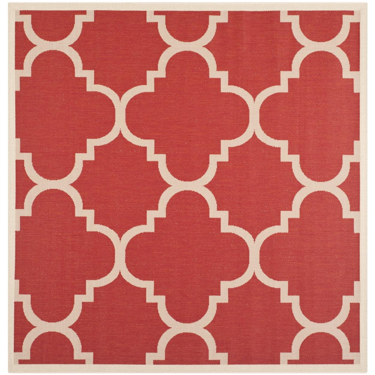 Safavieh Courtyard Becky Quatrefoil Indoor/Outdoor Area Rug, 4' x 4' Square, Red