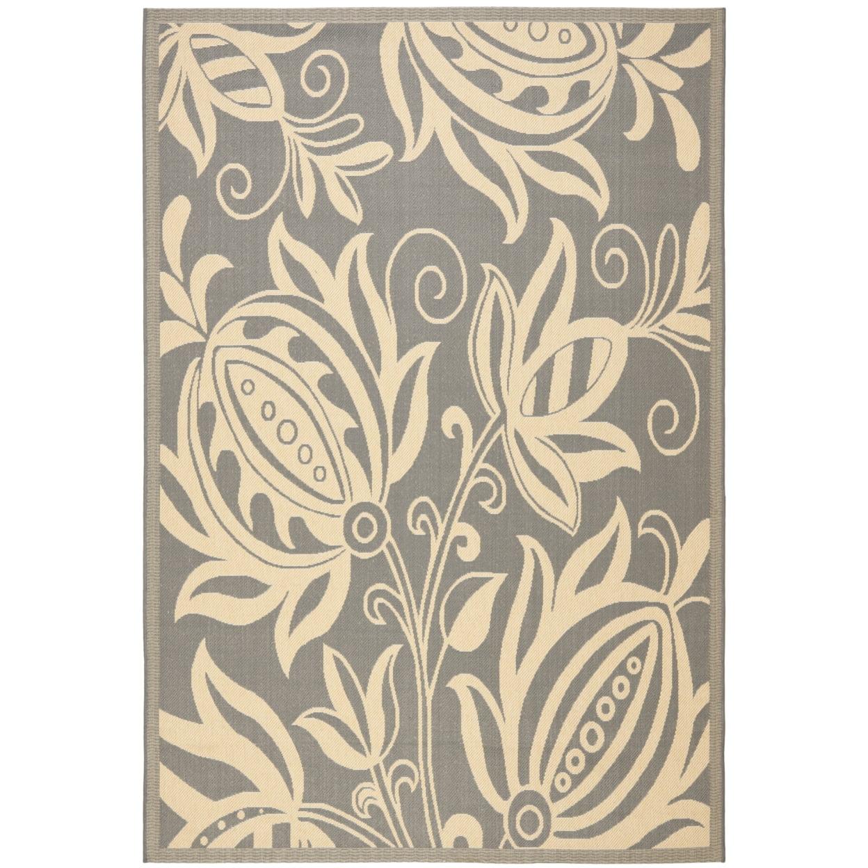 Courtyard CY2961 Power Loomed Indoor and Outdoor Area Rug - Grey/Natural - 4'x5'7" - Safavieh