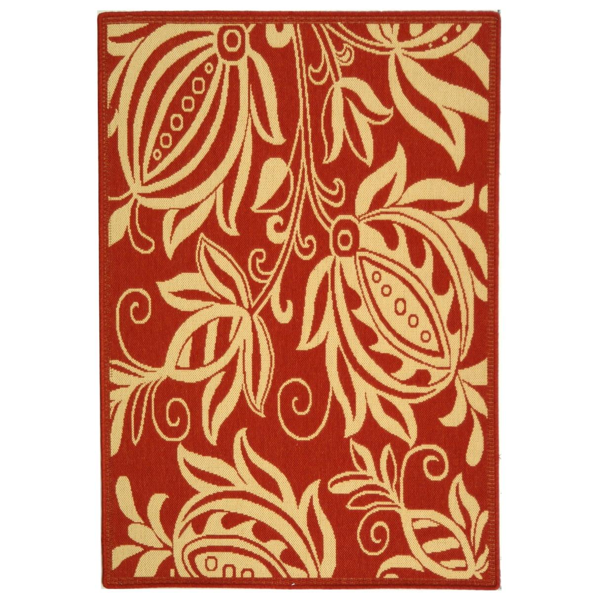 Safavieh Courtyard Crystal Floral Indoor/Outdoor Indoor/Outdoor Area Rug, 5'3" x 7'7", Red/Natural