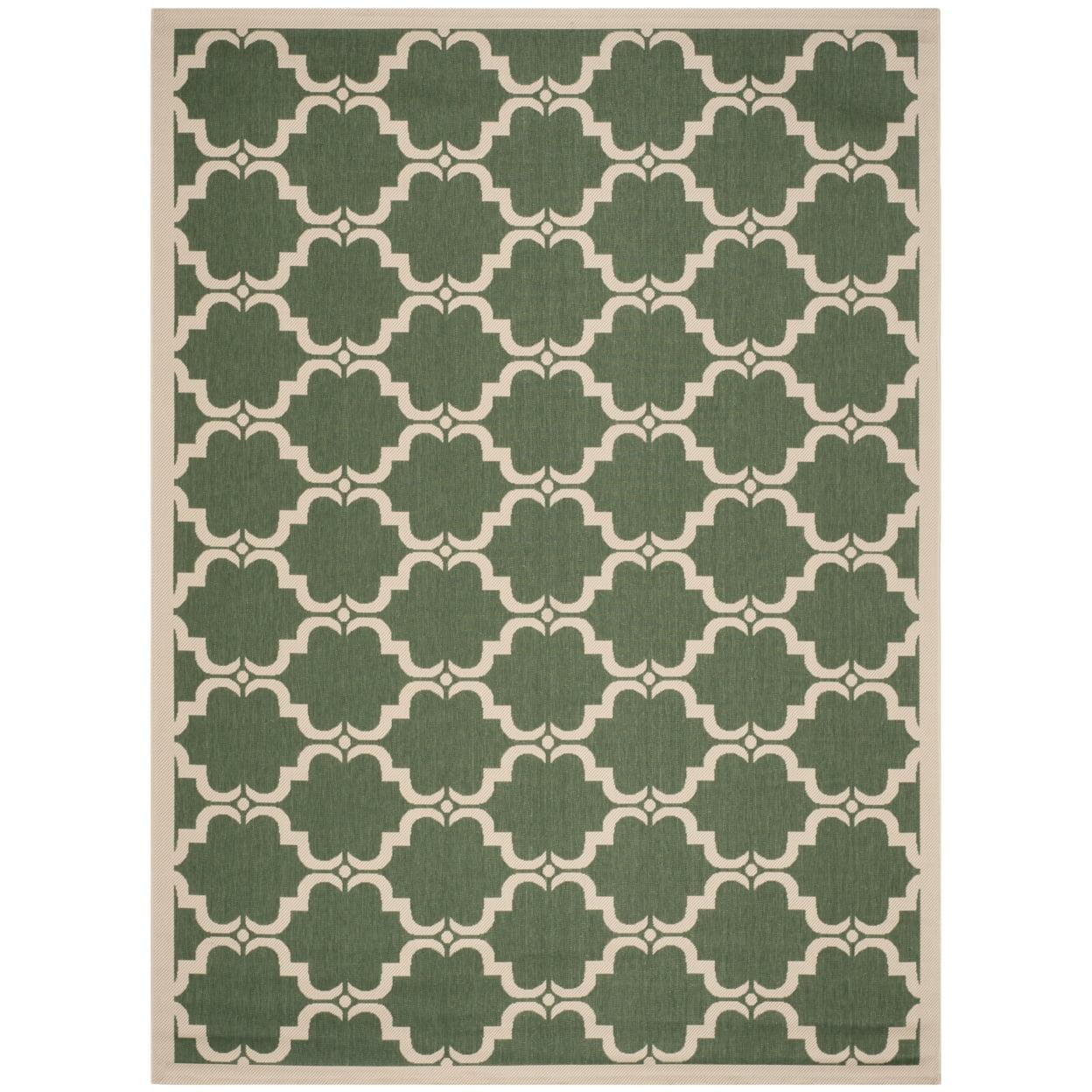 SAFAVIEH Courtyard Estelle Geometric Indoor/Outdoor Area Rug, 9' x 12', Dark Green/Beige