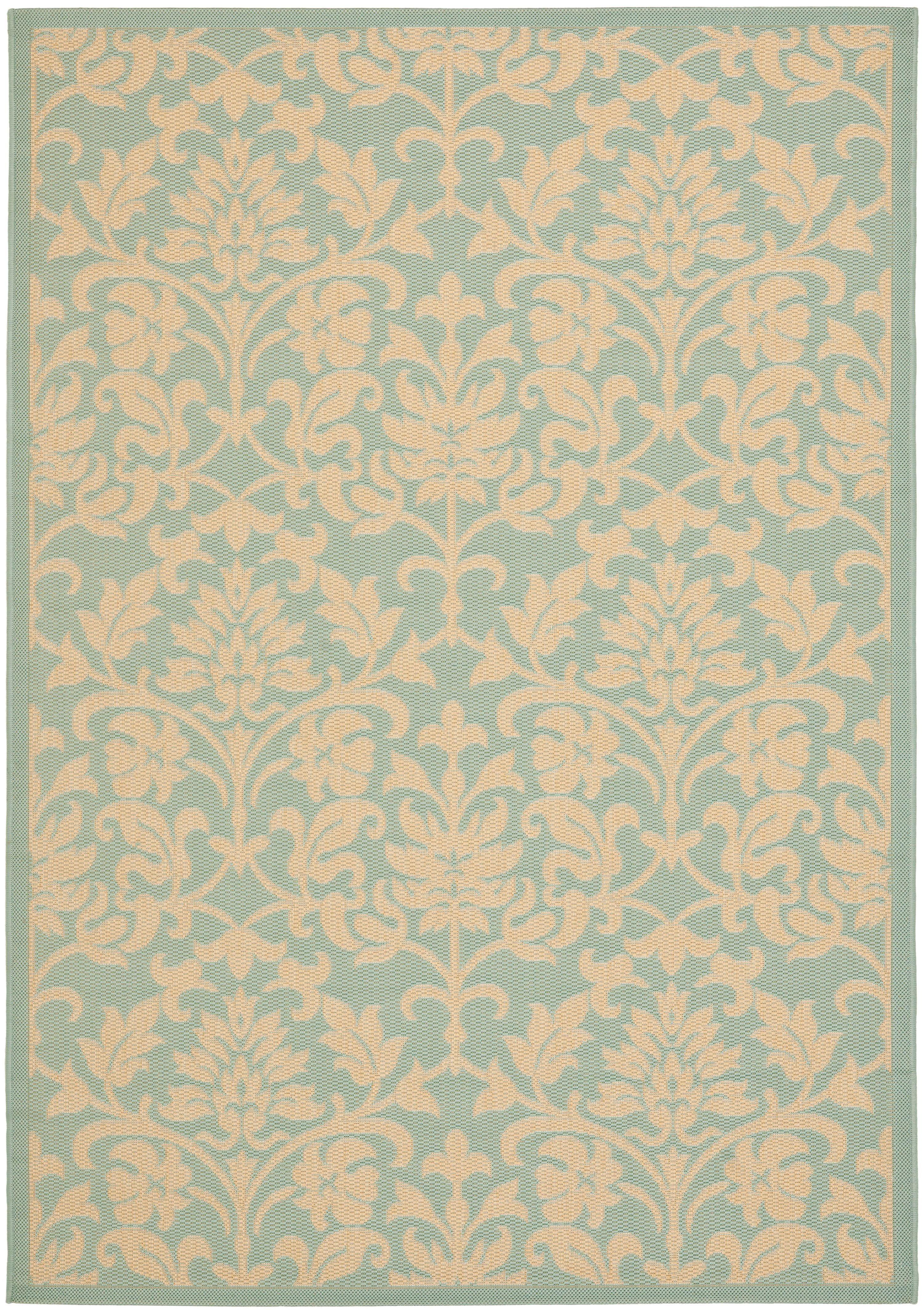 Courtyard CY6132 Power Loomed Indoor/Outdoor Area Rug - Aqua/Cream - 8'x11' - Safavieh.