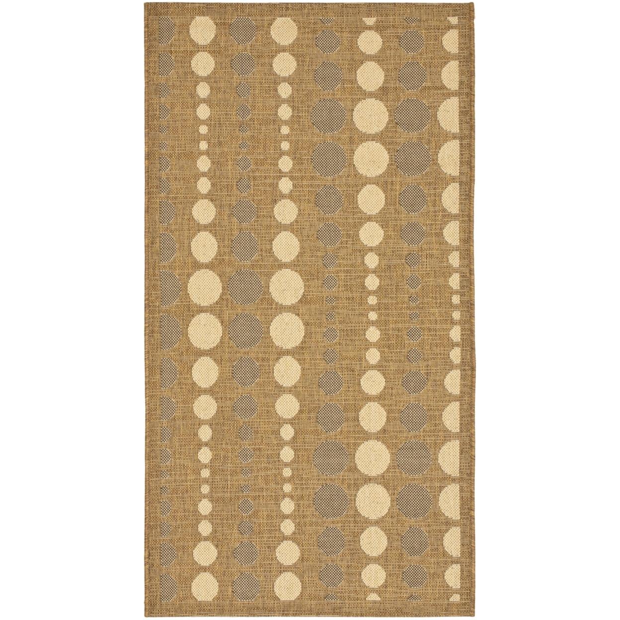 Gold and Cream Geometric Circles Outdoor Rug, 2'7" x 5'