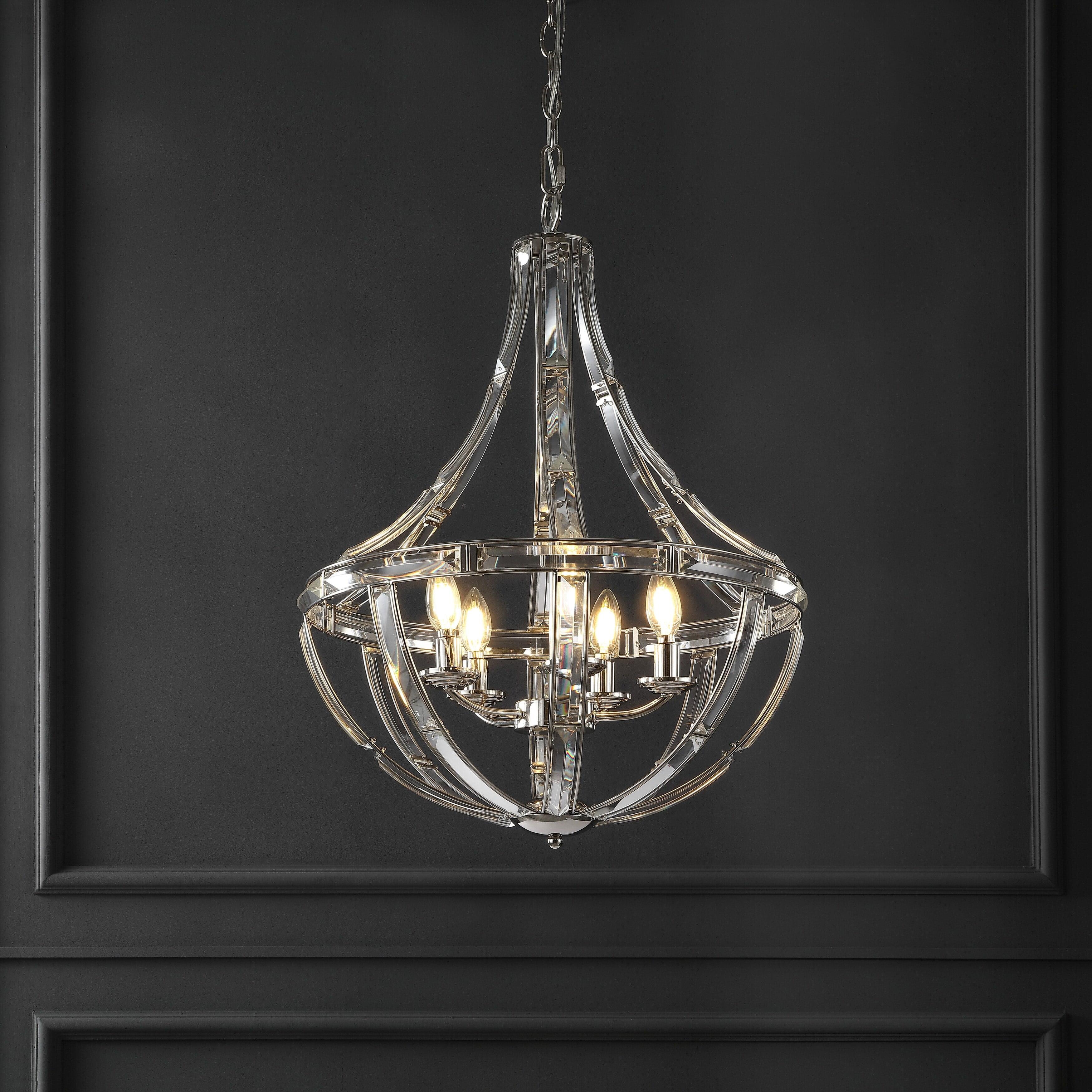 Amira Contemporary Crystal Empire Chandelier in Chrome Finish