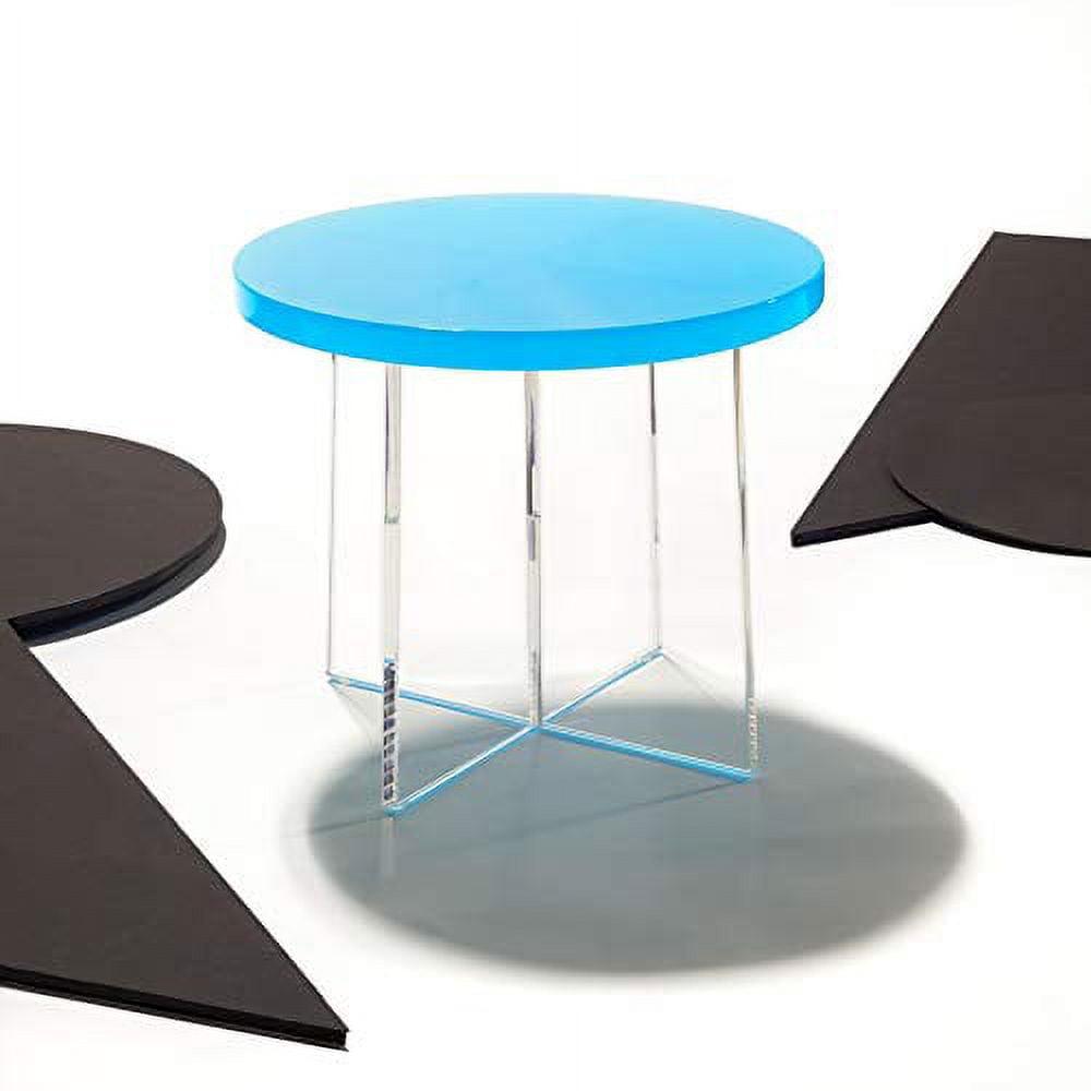 Edwards Turquoise Round Acrylic Accent Table with Clear Base