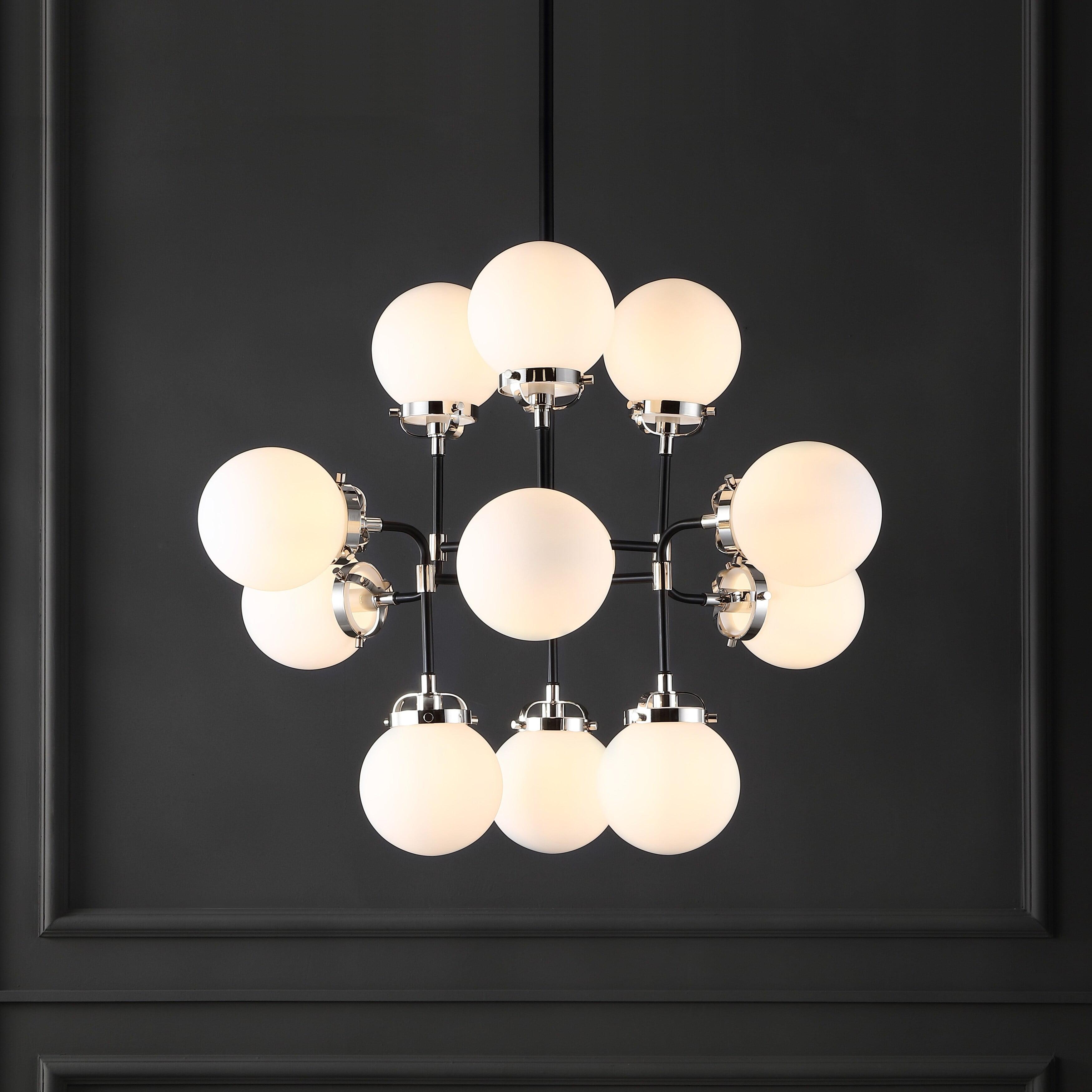 Cullen 12-Light White Glass Globe Chandelier