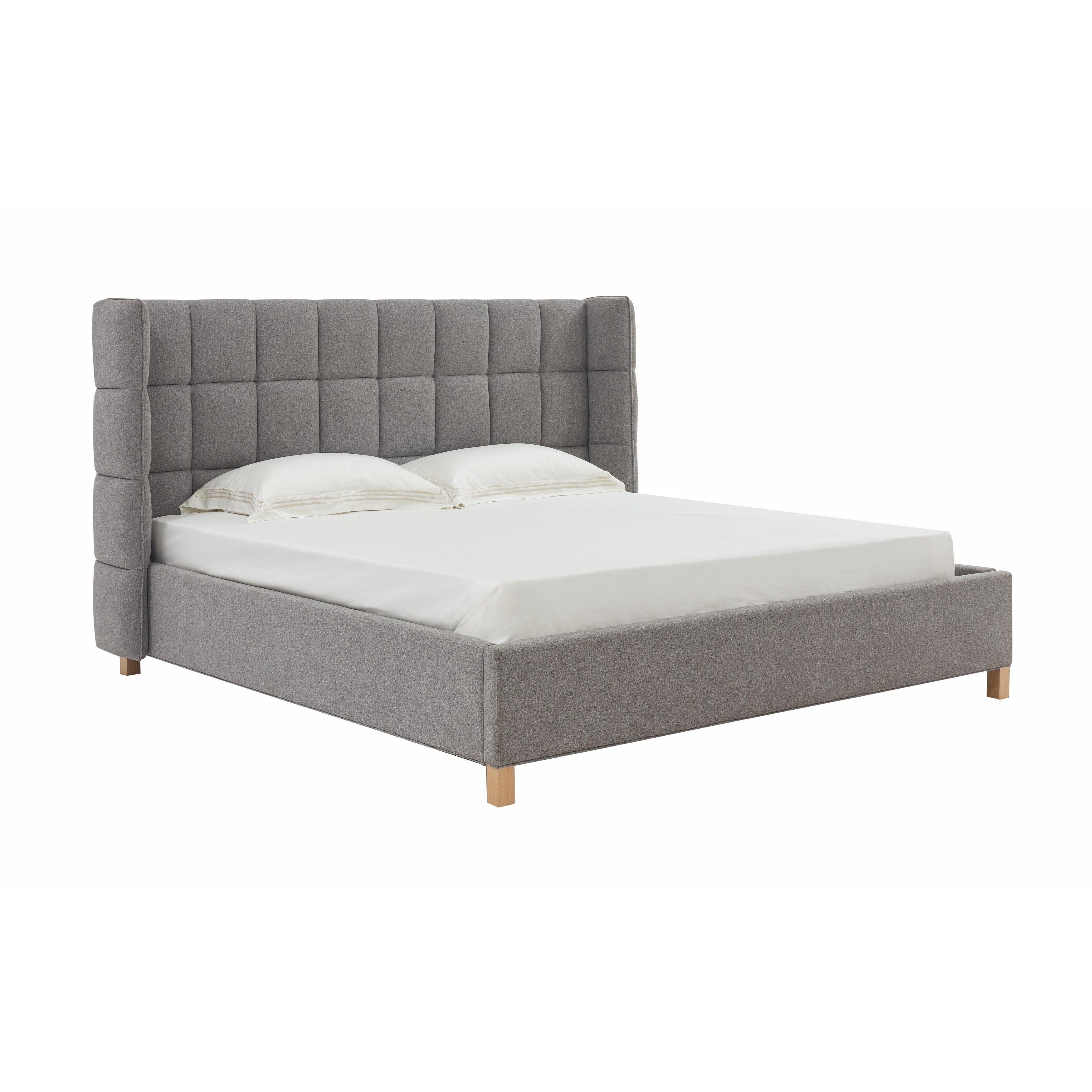 Emerson Queen Plush Light Grey Linen Tufted Upholstered Bed