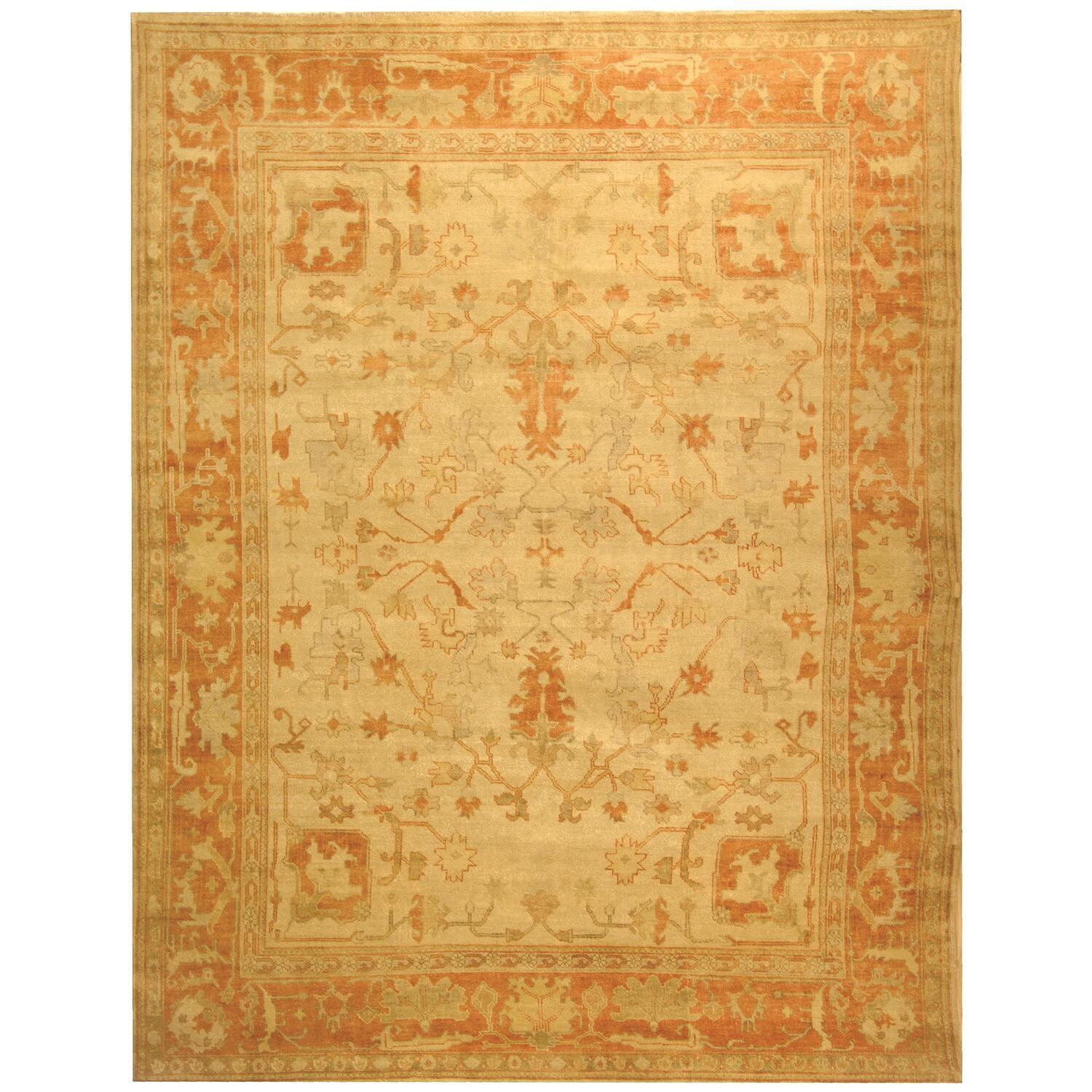 Safavieh  Couture Hand-knotted Oushak Engela Traditional Oriental Wool Rug with Fringe 9' x 12' 9' x 12' Indoor Living Room, Bedroom, Dining Room