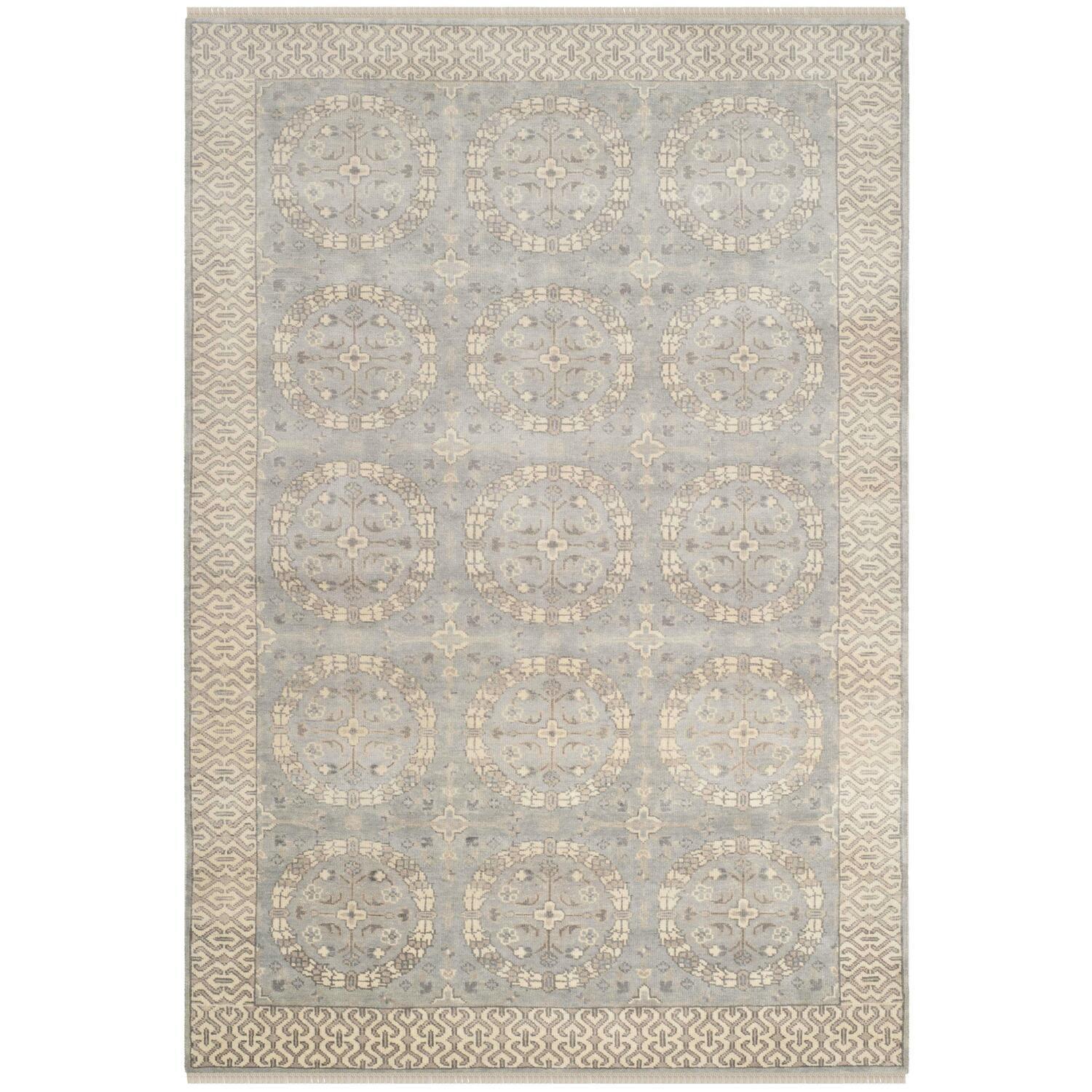 Hand-Knotted Blue Wool Oushak 6' x 9' Rug