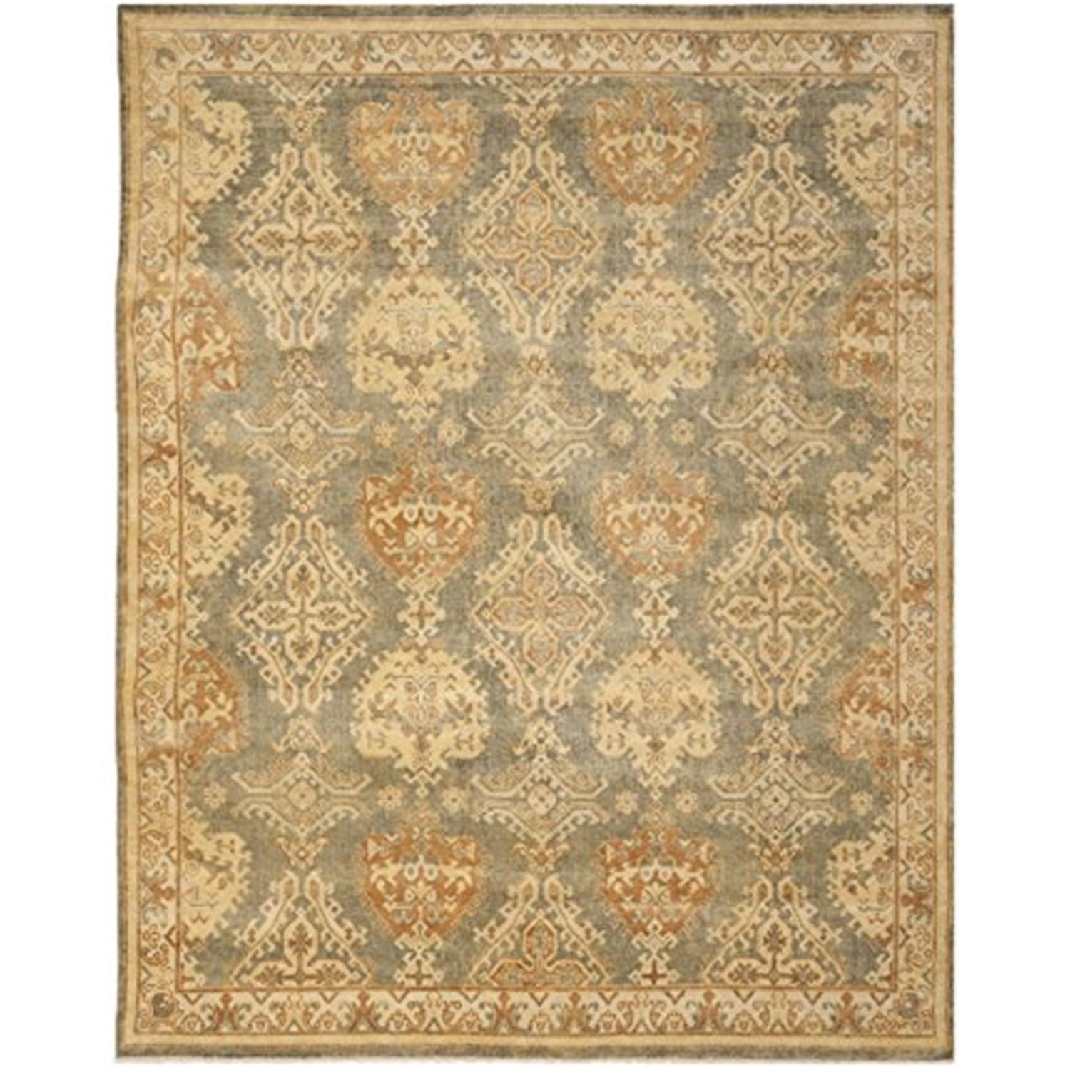 Elegant Hand-Knotted Woolen Area Rug, 9' x 12', Soft Gray