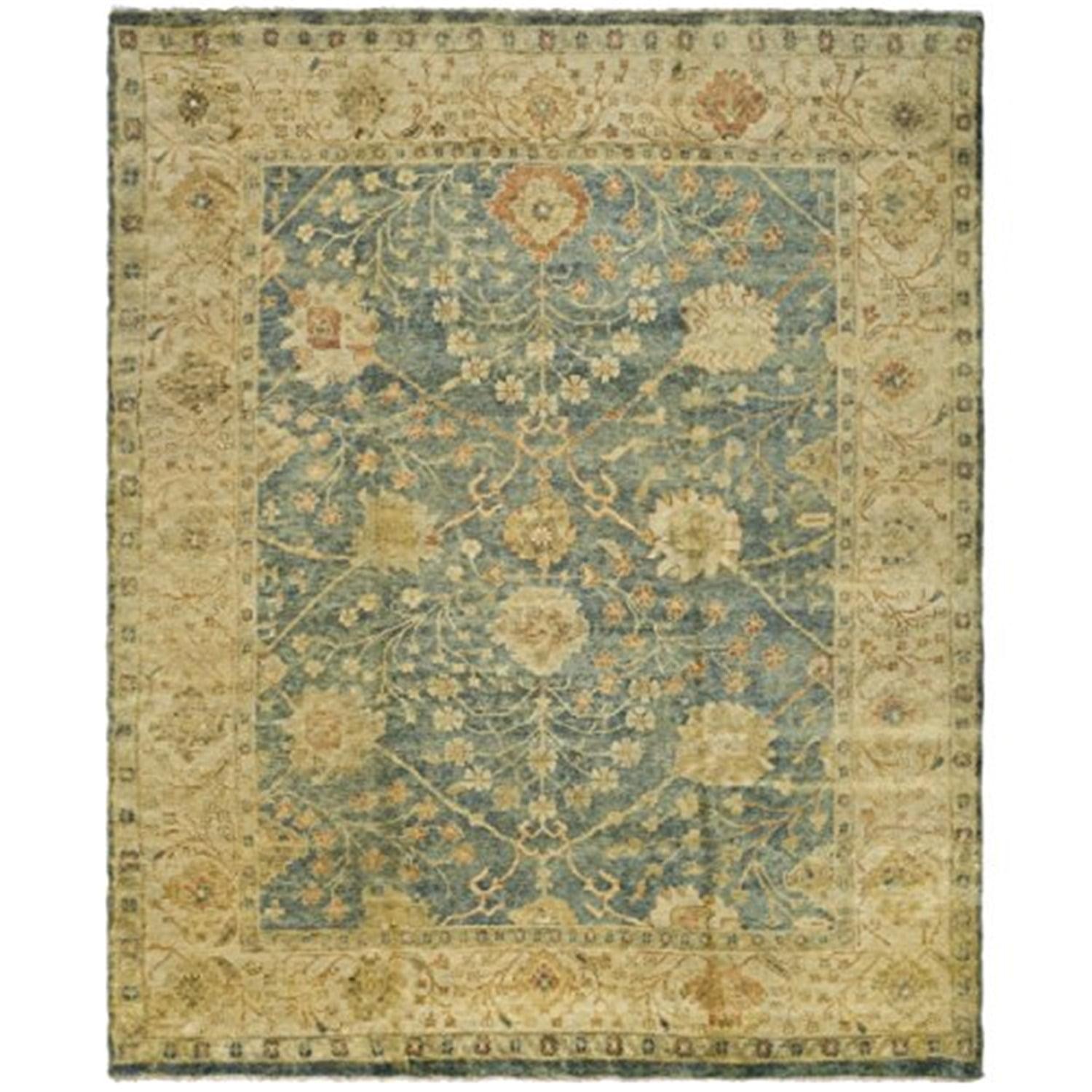 Safavieh  Couture Hand-knotted Oushak Tonna Traditional Oriental Wool Rug with Fringe Medium Blue/Green 9' x 12' 9' x 12' Indoor, Handmade Living