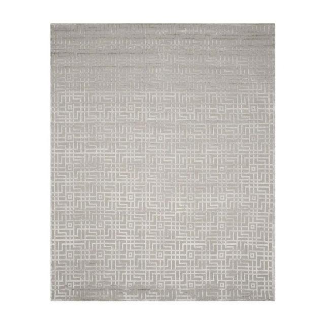 Tibetan Hand Knotted 60% Viscose, 30% Wool, And 10% Cotton Geometric Rug