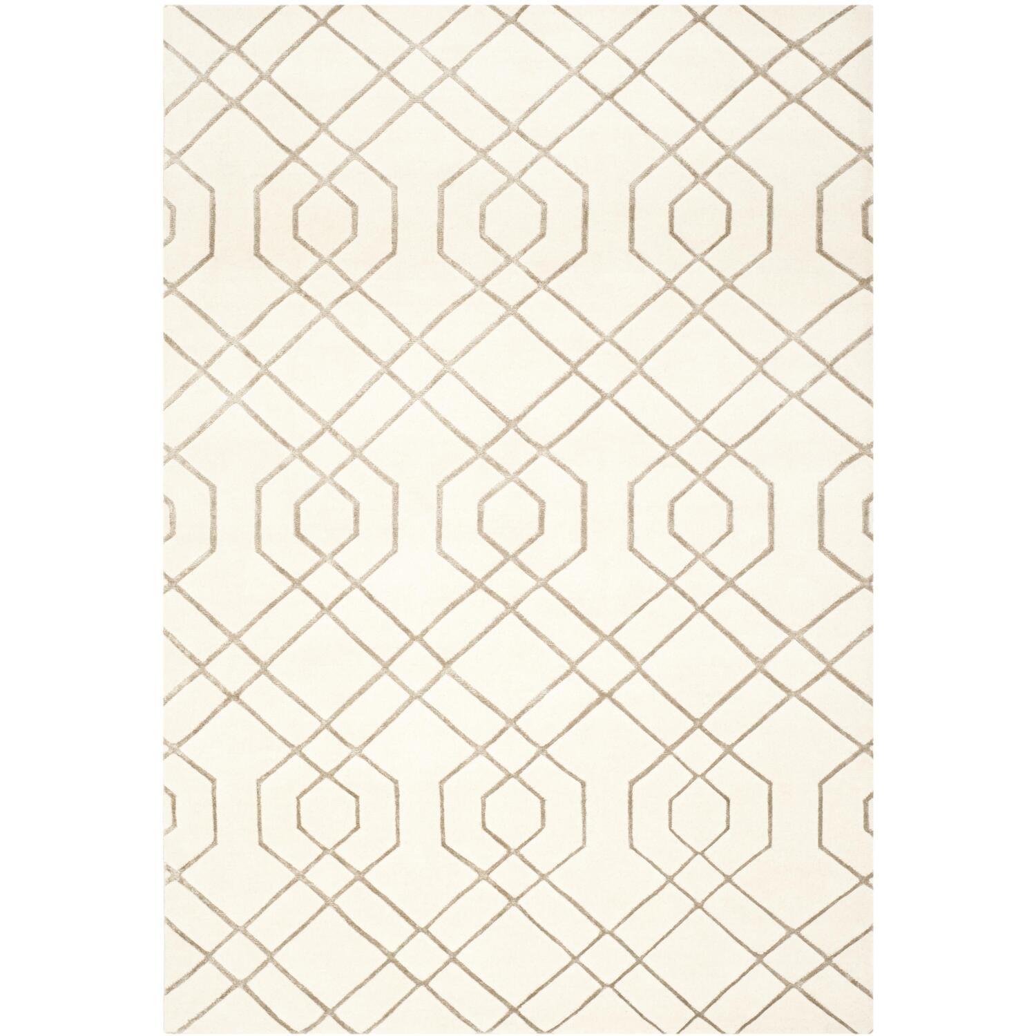 Tibetan Shag Hand Knotted Wool Geometric Rug