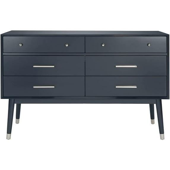 Safavieh Couture Home Collection Madden Retro Navy and Silver 6-Drawer Dresser Navy/Silver