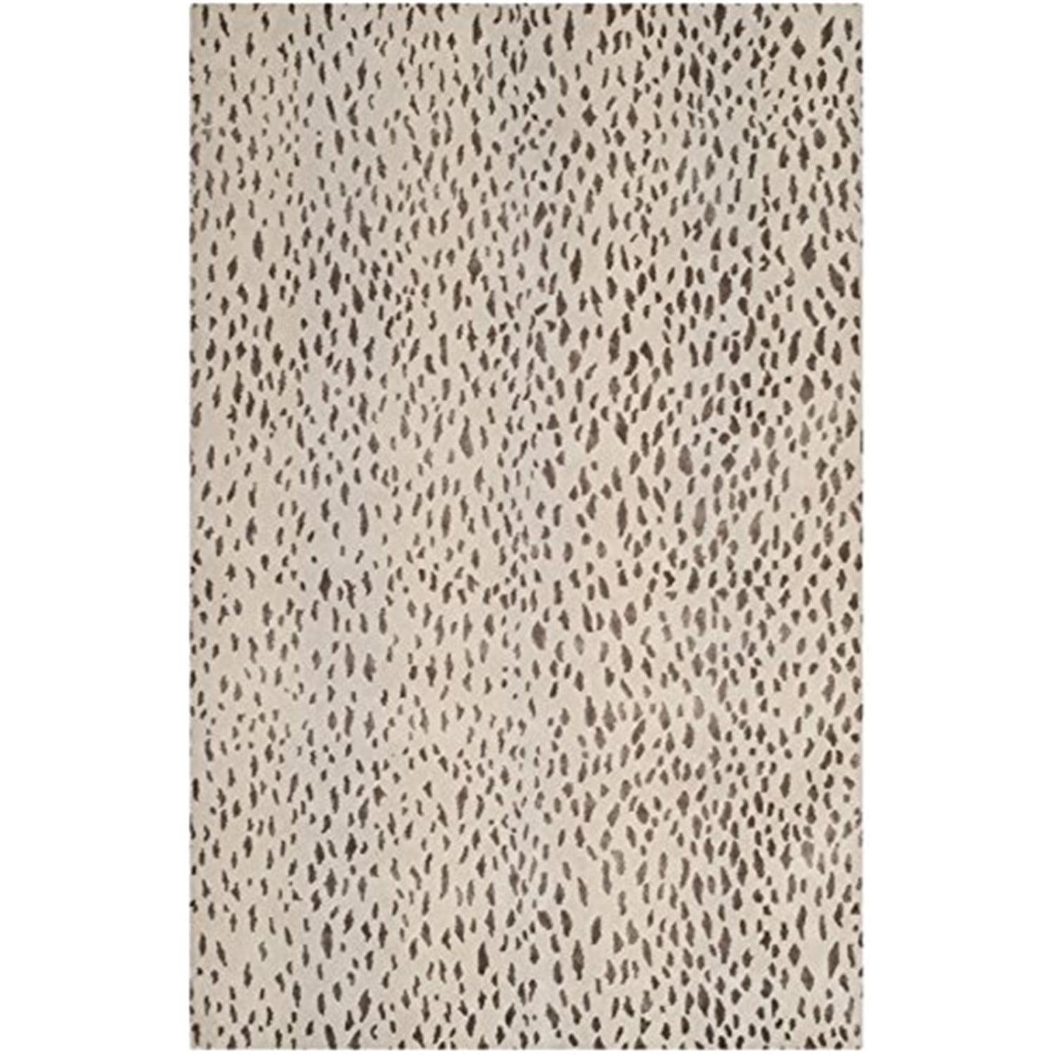 Hand-Knotted Geometric Silver Wool Rug 4' x 6'