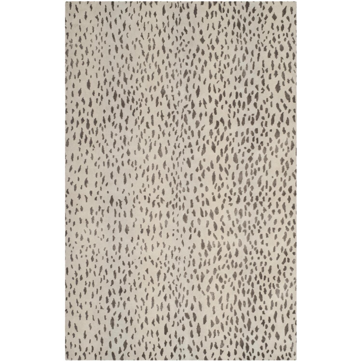 Safavieh  Couture Tibetan Jadvyga Hand-knotted Wool Area Rug Silver 6' x 9' 6' x 9' Indoor Living Room, Bedroom, Dining Room