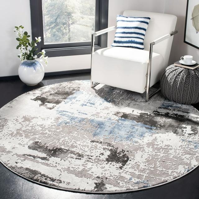 Craft CFT820 Loomed Indoor Area Rug - Grey/Blue - 6'7"x6'7" Round - Safavieh
