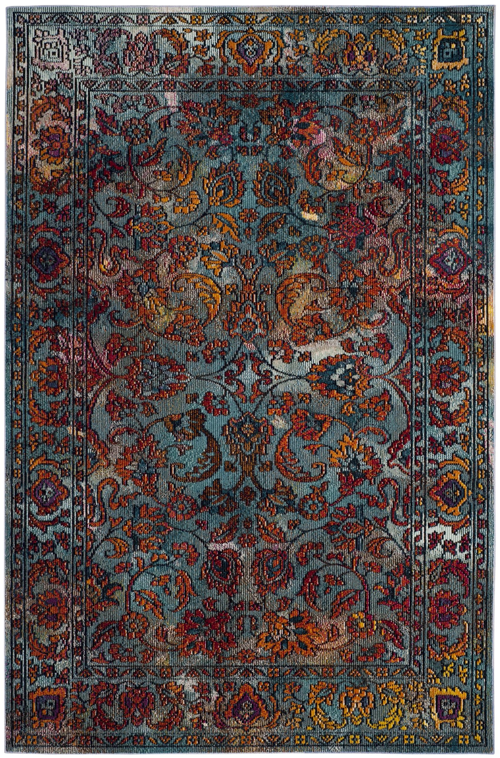Crystal CRS515 Power Loomed Area Rug - Light Blue/Orange - 4'x6' - Safavieh.