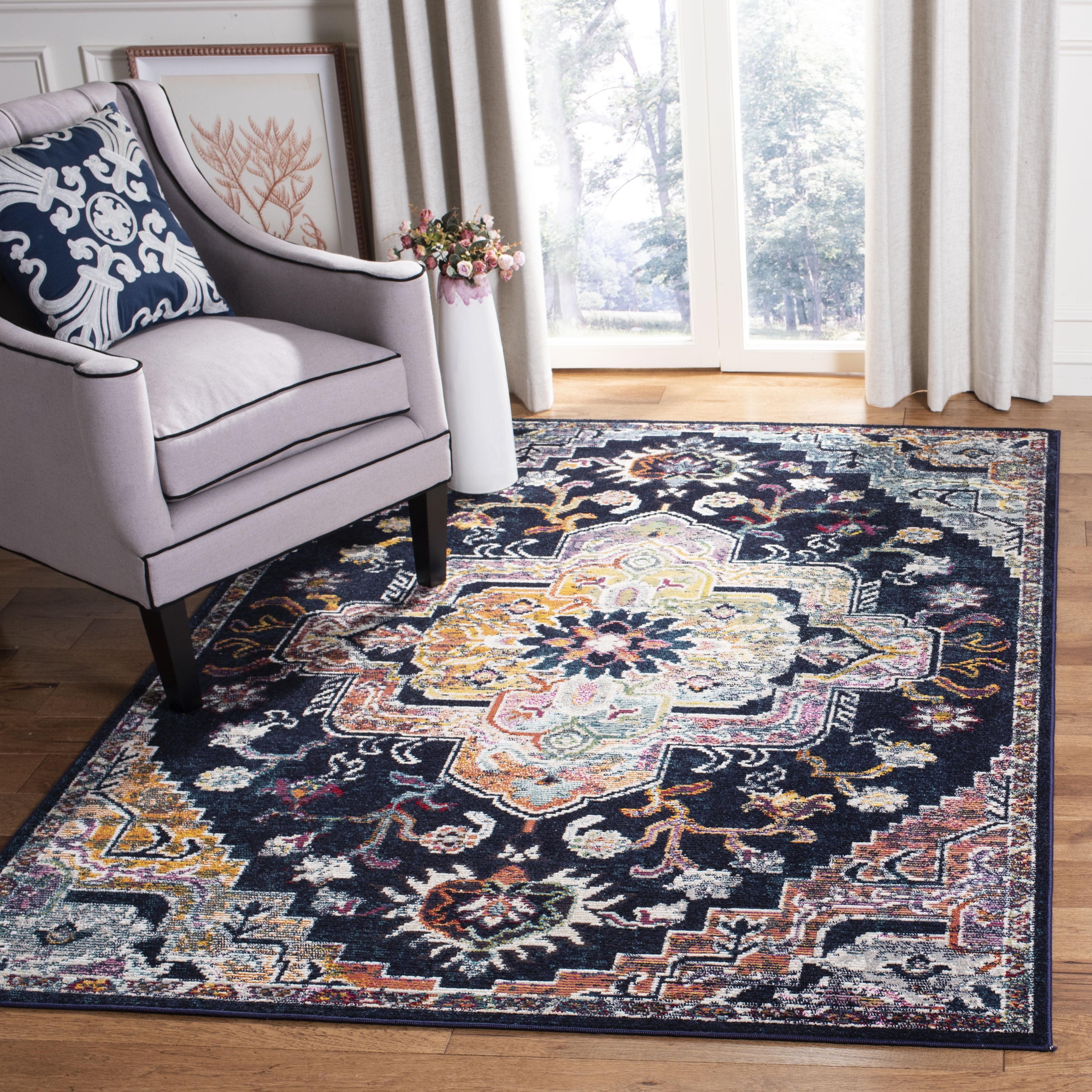 Crystal CRS501 Loomed Indoor Area Rug - Navy/Fuchsia - 5'x8' - Safavieh