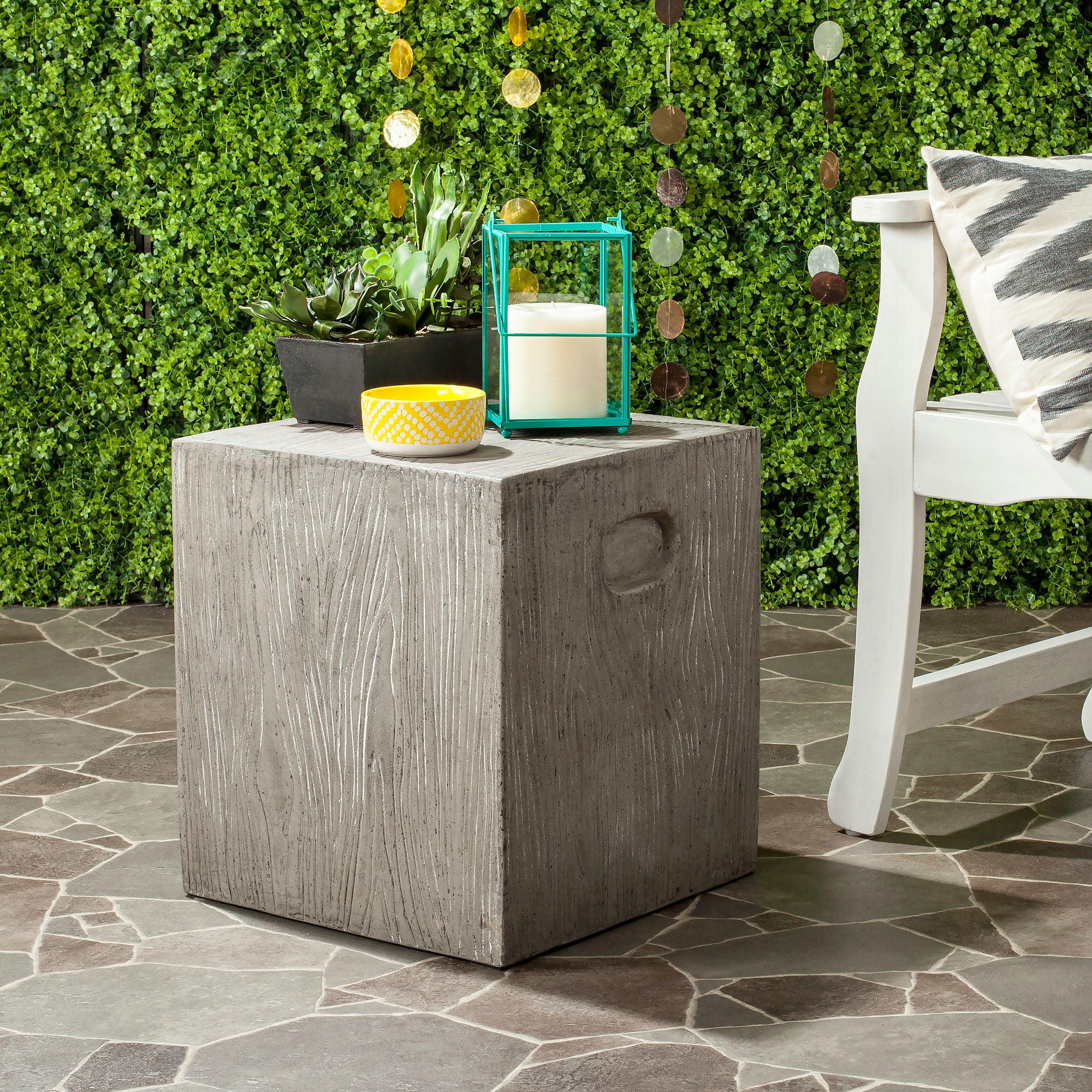 Cube Concrete Accent Stool  - Safavieh