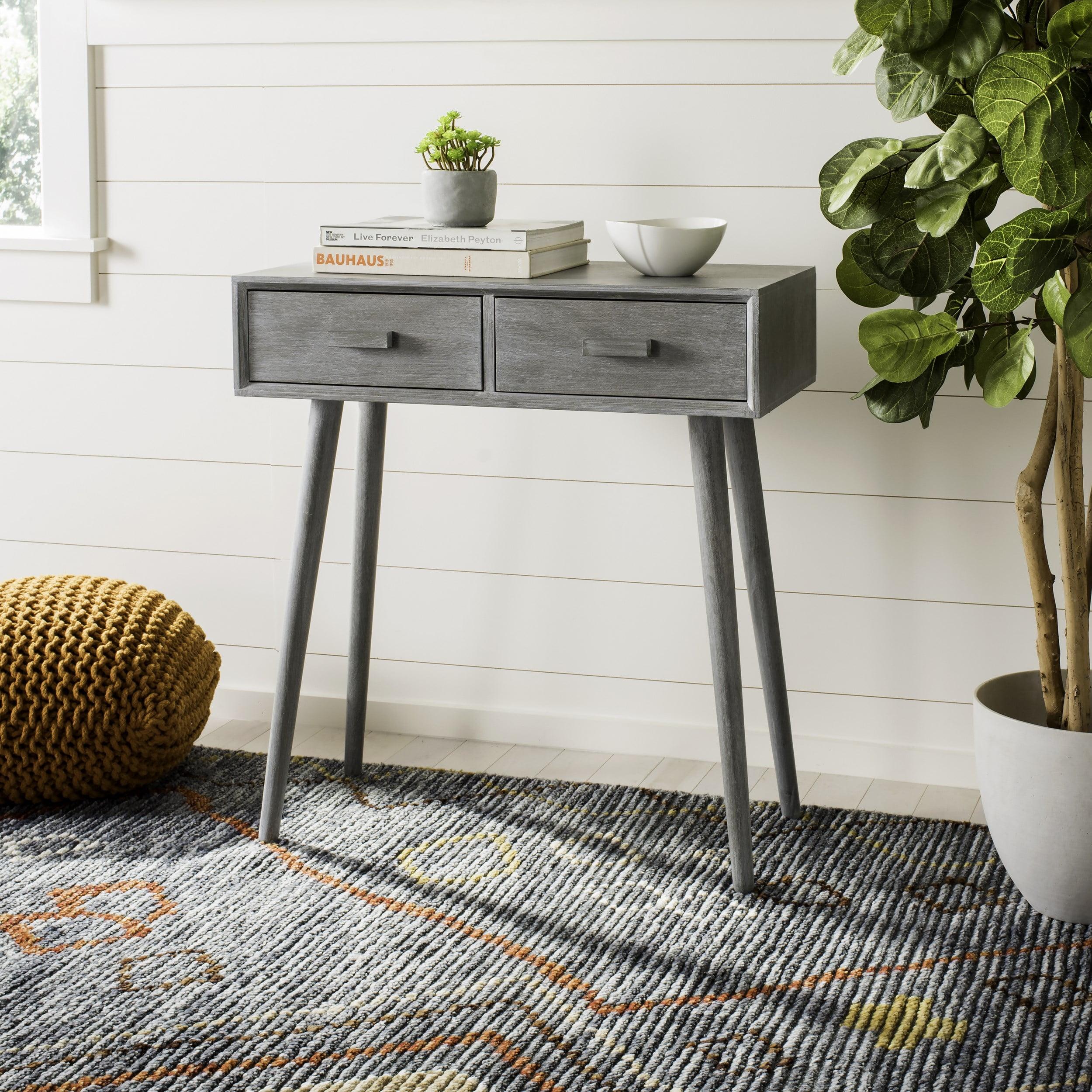 Transitional Slate Grey Rectangular 2-Drawer Console Table