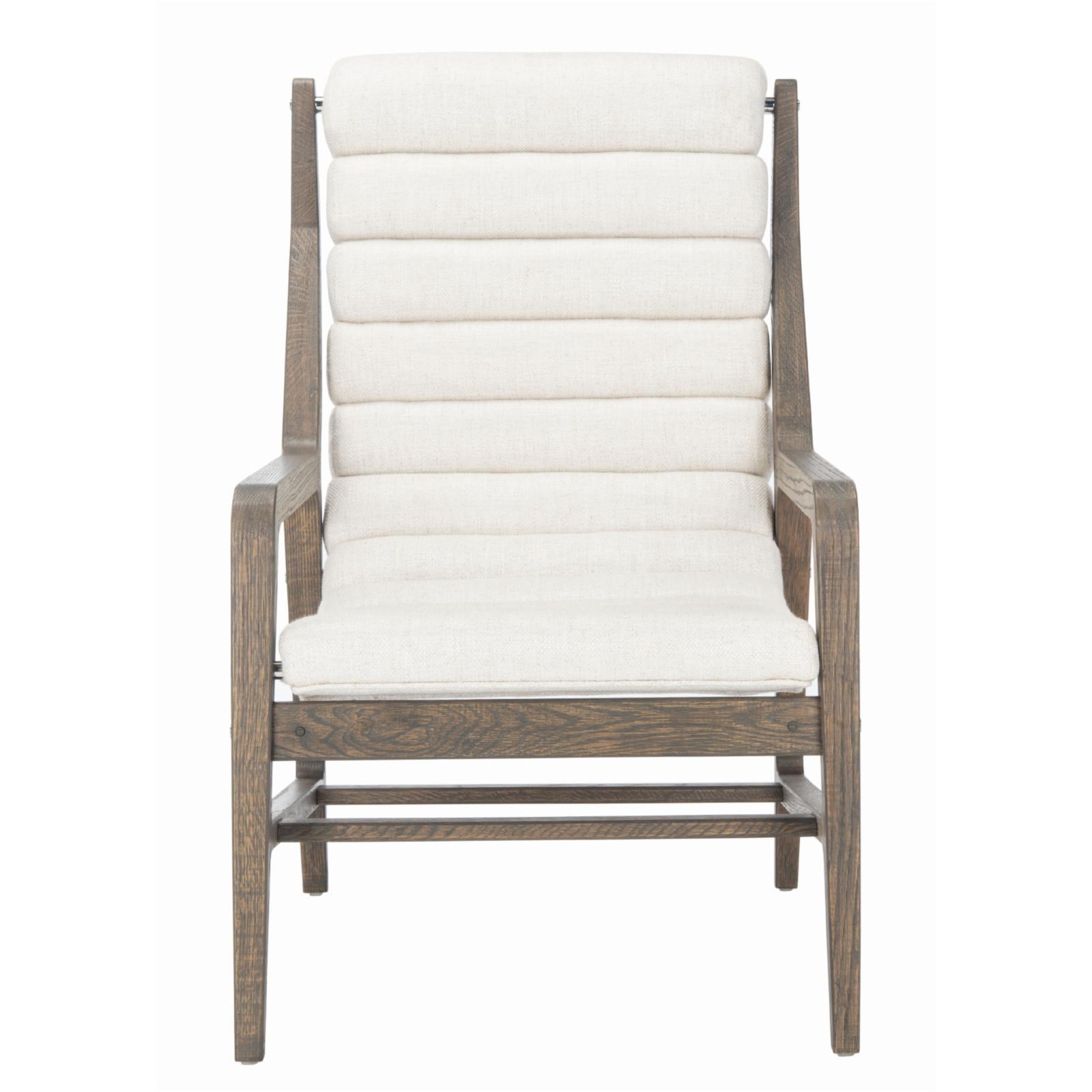 White Oak and Linen Transitional Arm Chair