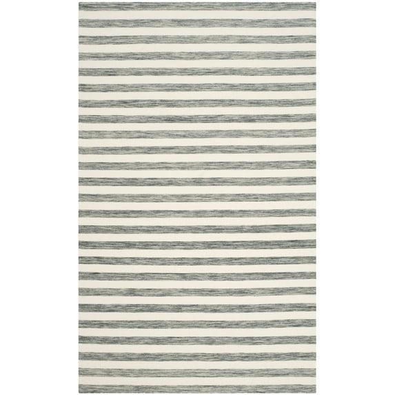 Dhurries DHU575 Hand Woven Area Rug - Grey/Ivory - 4'x6' - Safavieh.