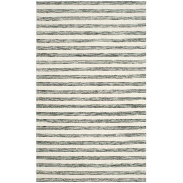 Dhurries DHU575 Hand Woven Area Rug - Grey/Ivory - 4'x6' - Safavieh.