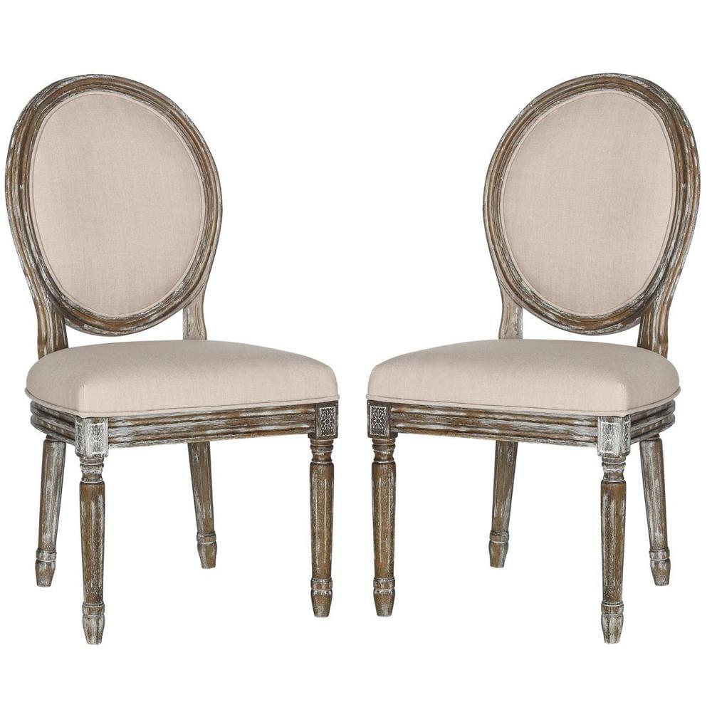 Holloway 19''H French Brasserie Oval Side Chair (Set of 2) - Beige/Rustic Oak - Safavieh