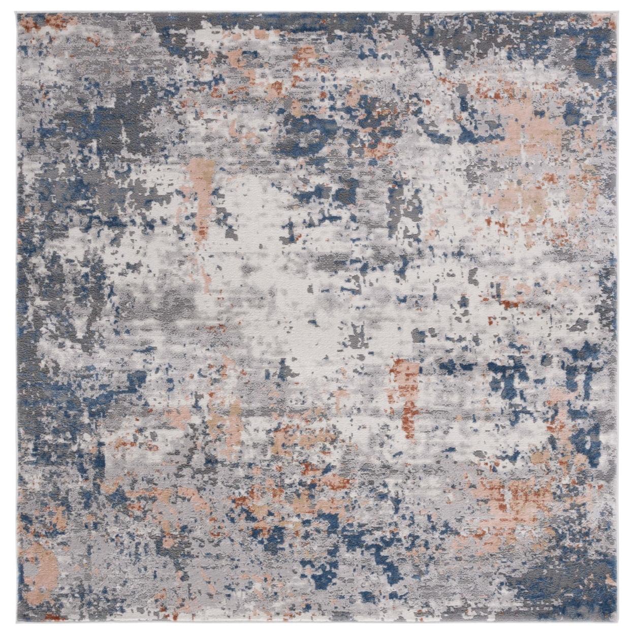 Hand-Knotted Elegance Gray Wool-Cotton Blend 6'7" Square Area Rug